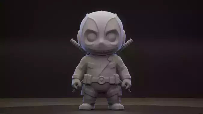 Labubu Deadpool Stylized Mercenary Figurine for 3D Printing 3D print model Labubu Deadpool Stylized Mercenary Figurine for 3D Printing 3D print model