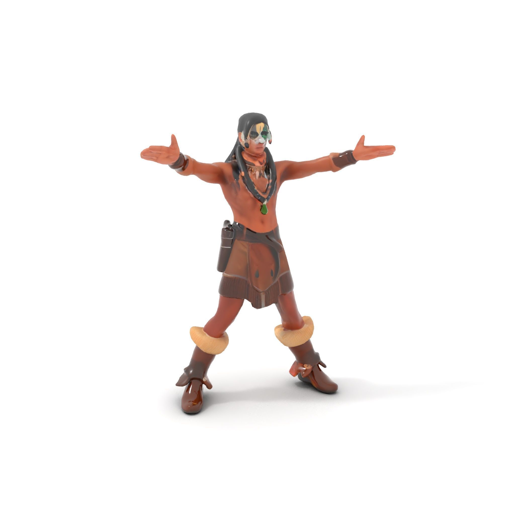 Tribal Warrior Character Rigged and Animated Low-poly 3D model_14