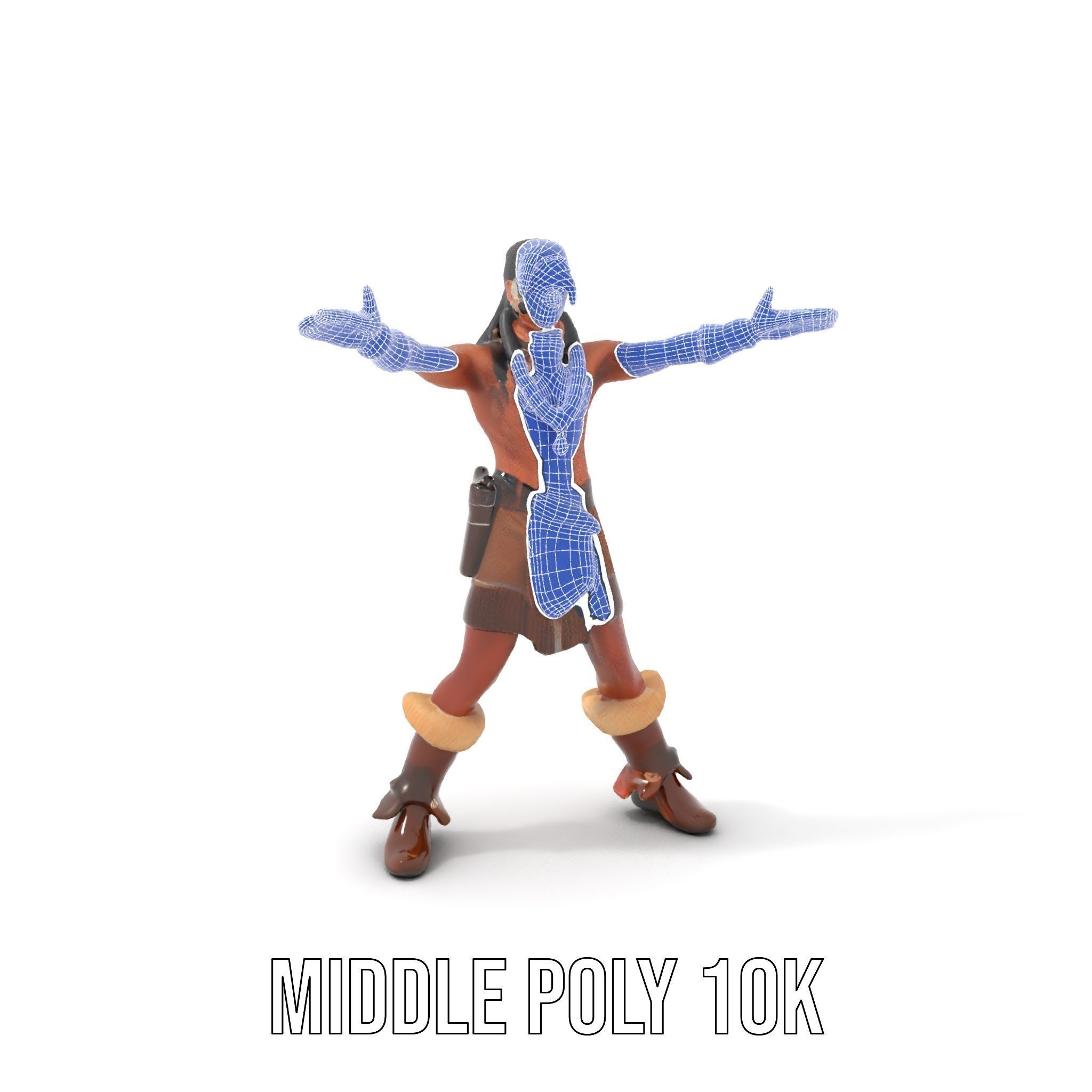 Tribal Warrior Character Rigged and Animated Low-poly 3D model_33