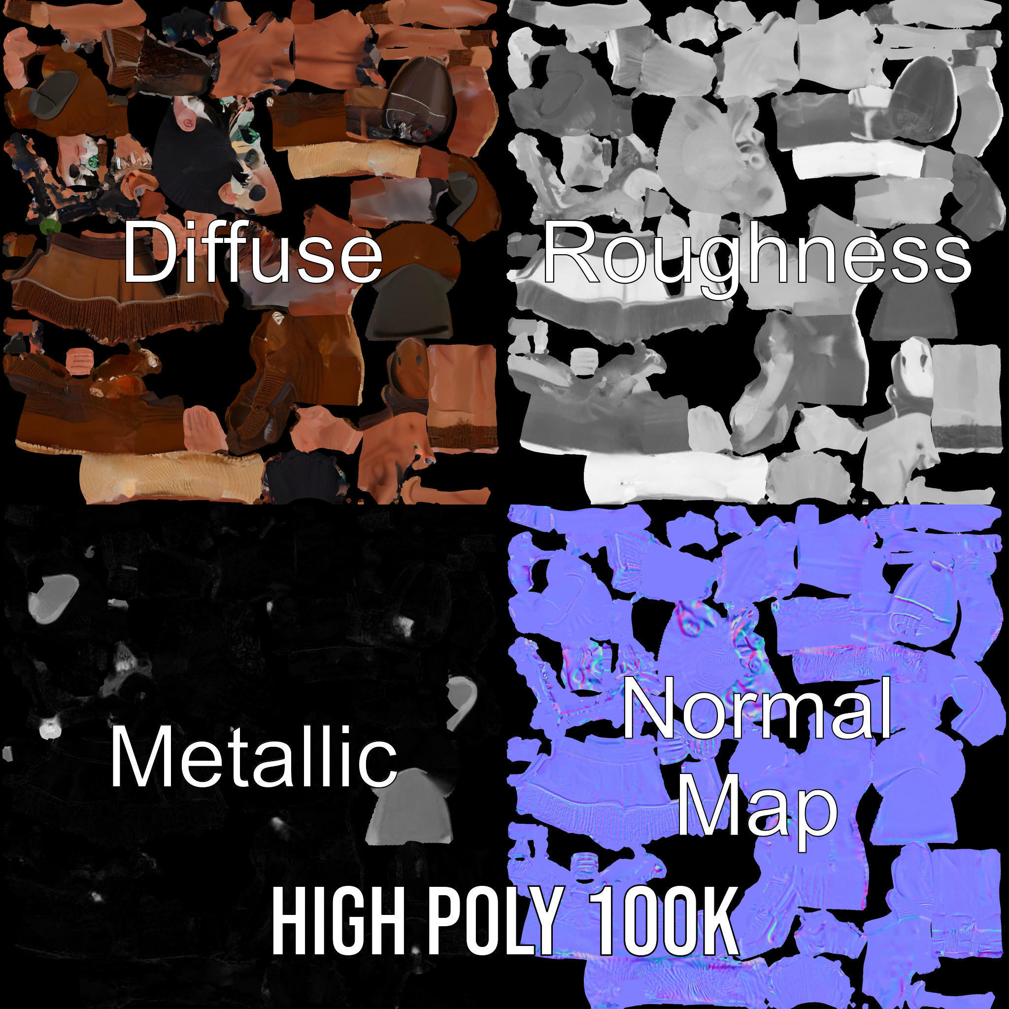 Tribal Warrior Character Rigged and Animated Low-poly 3D model_4