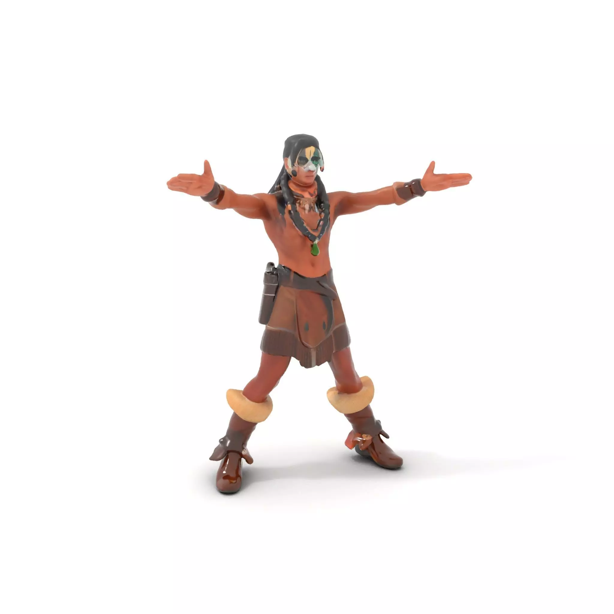 Tribal Warrior Character Rigged and Animated Low-poly 3D model_0