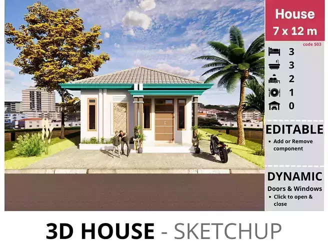 House 7x12m code 503- Sketchup 3D model 3D model