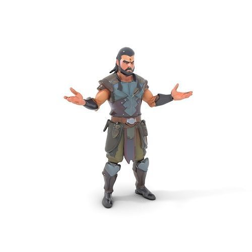Warrior Character Model  Rigged and Animated for Games Low-poly 3D model