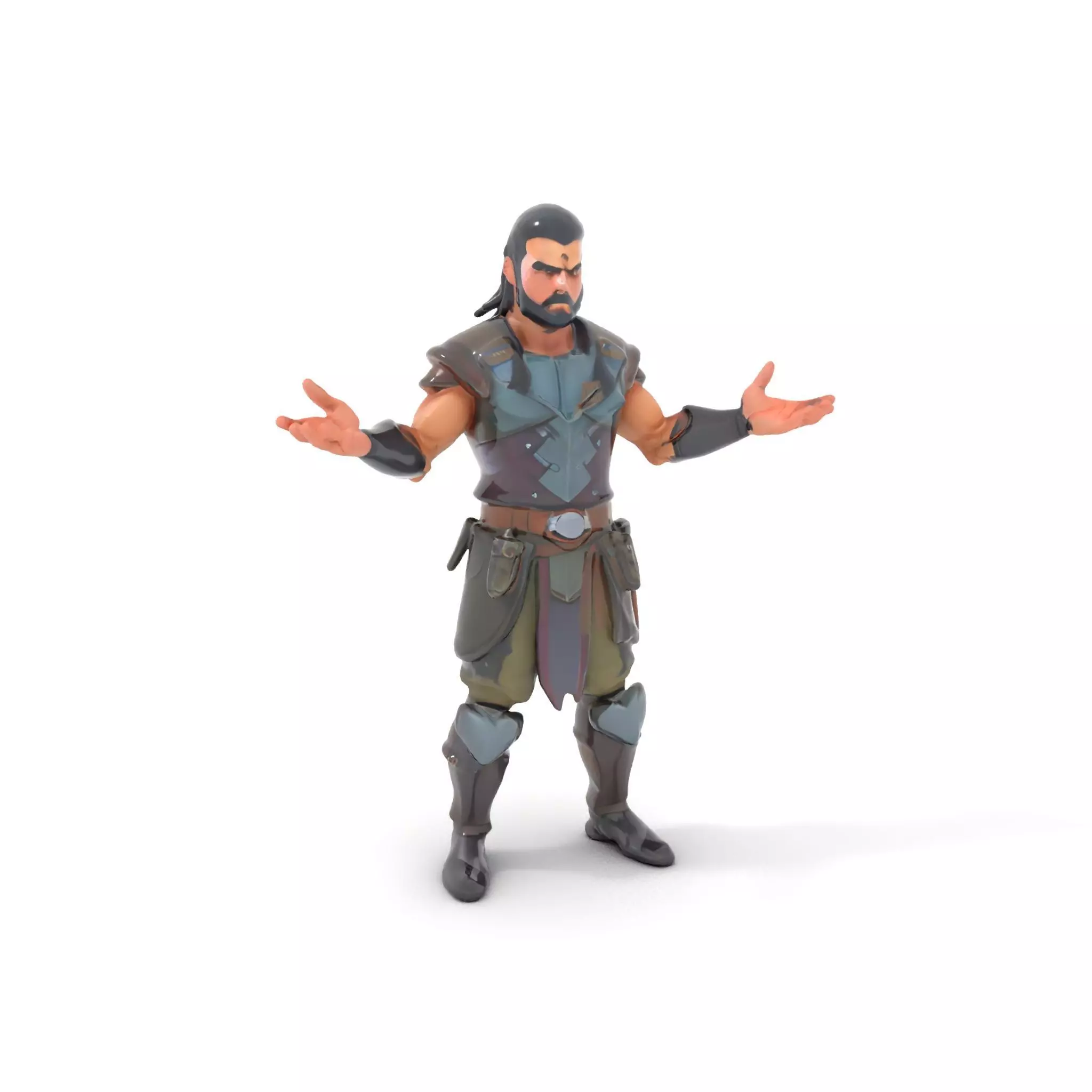 Warrior Character Model Rigged and Animated for Games Low-poly 3D model