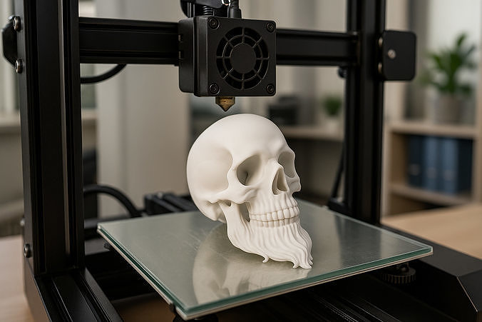 3D Printable Stylized Skull with Beard High-Detail Skeleton 3D print model