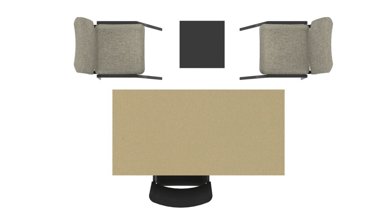 Modern Office Desk Set Executive Table with Visitor Chairs Low-poly 3D model_6