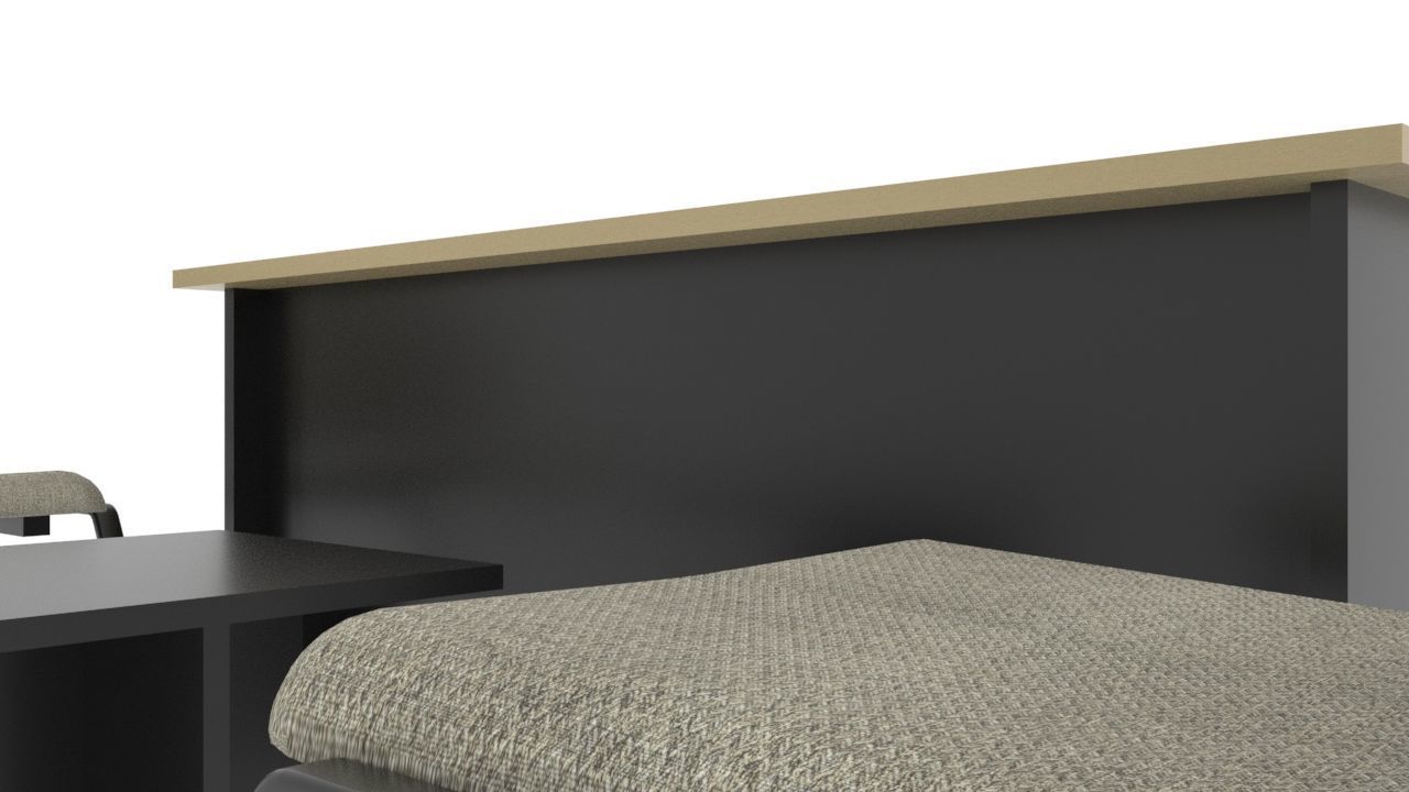 Modern Office Desk Set Executive Table with Visitor Chairs Low-poly 3D model_2