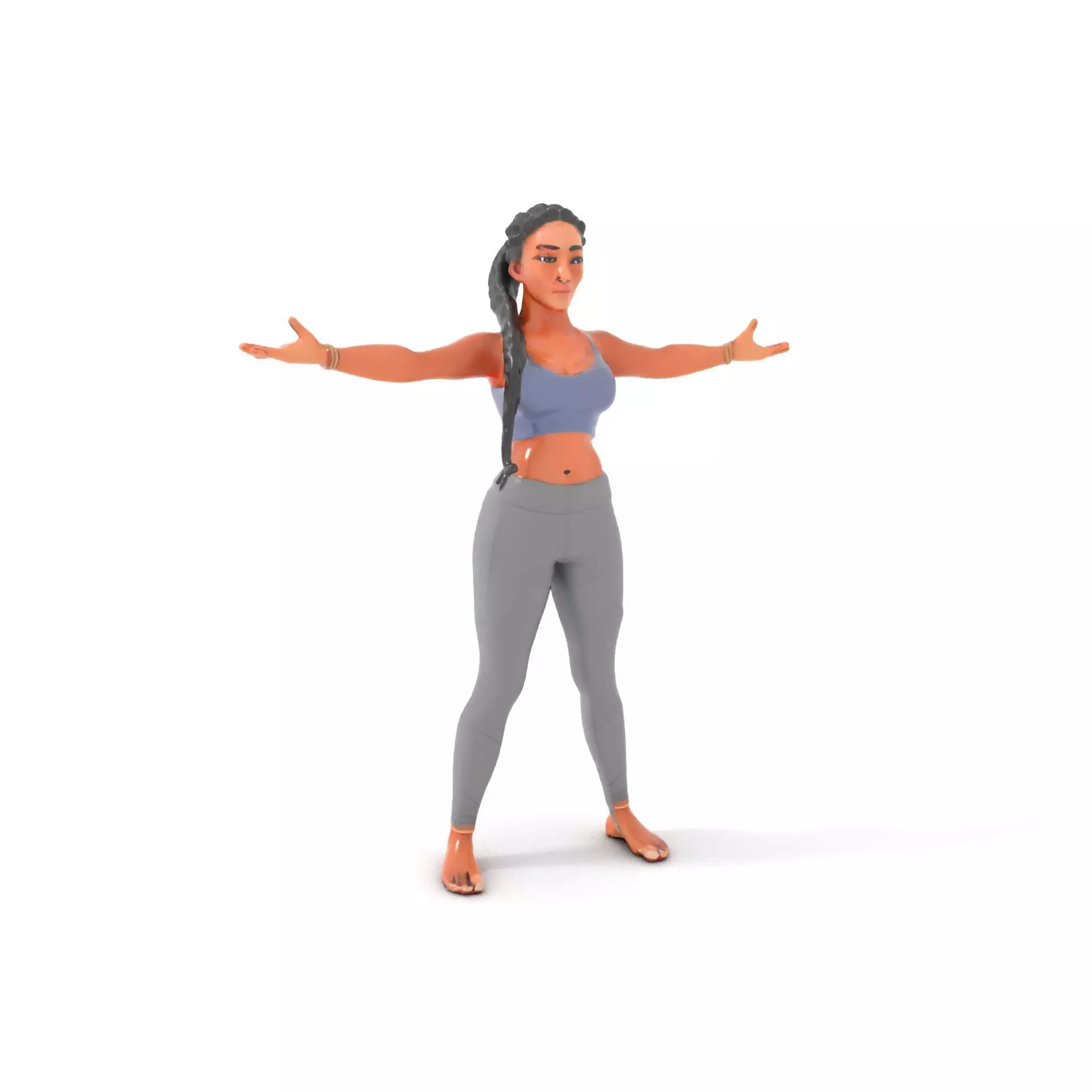 Rigged and Animated Athletic Female Character in Sportswear Low-poly 3D model_0