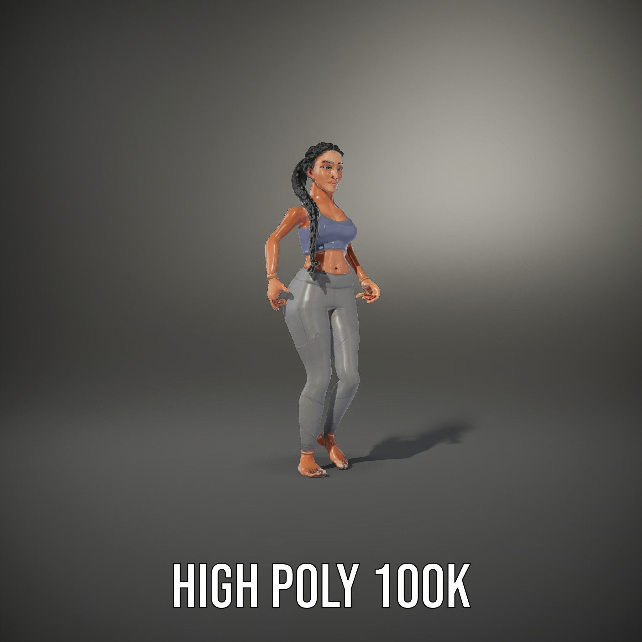 Rigged and Animated Athletic Female Character in Sportswear Low-poly 3D model_12