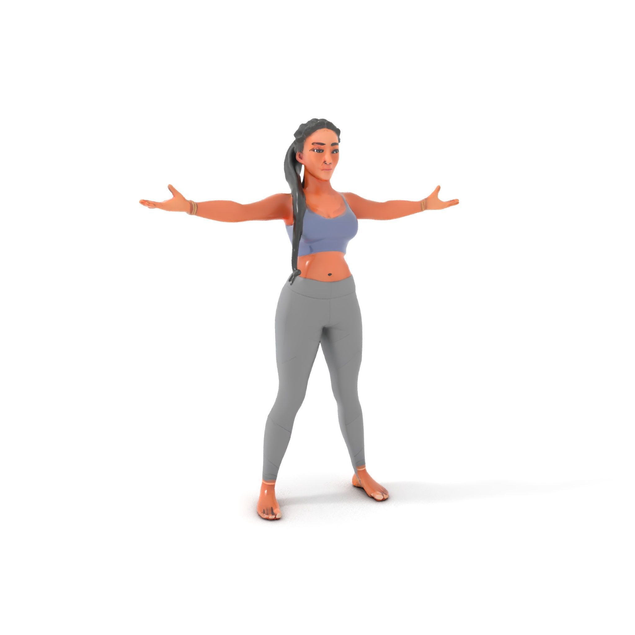 Rigged and Animated Athletic Female Character in Sportswear Low-poly 3D model_21