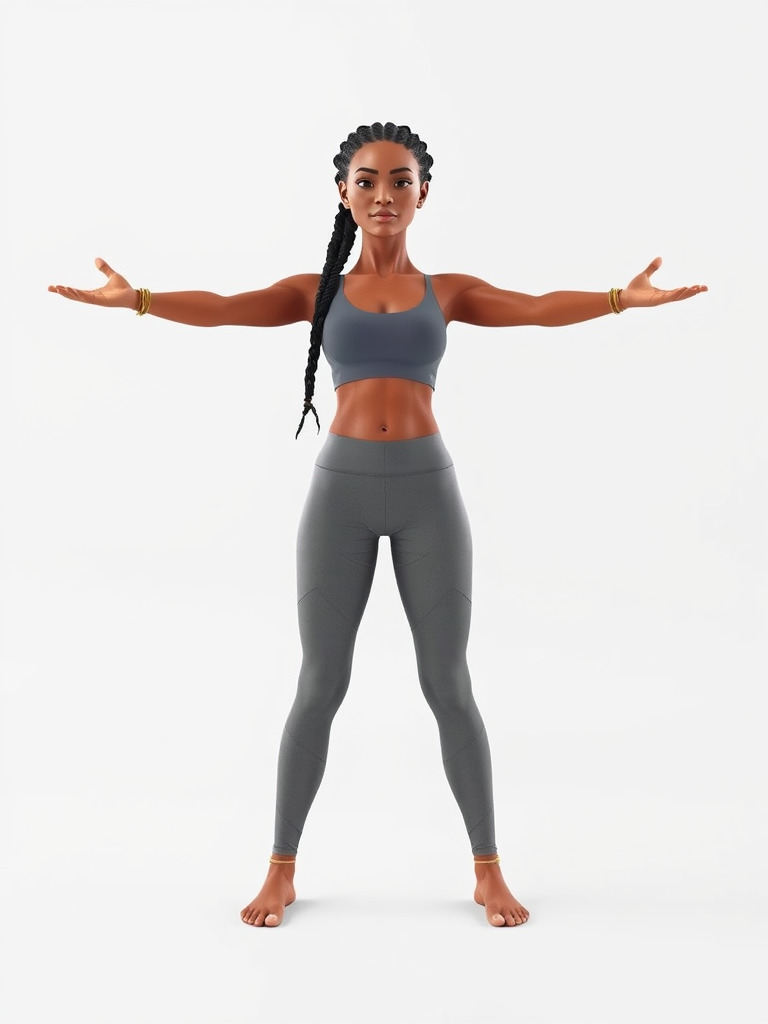 Rigged and Animated Athletic Female Character in Sportswear Low-poly 3D model_2