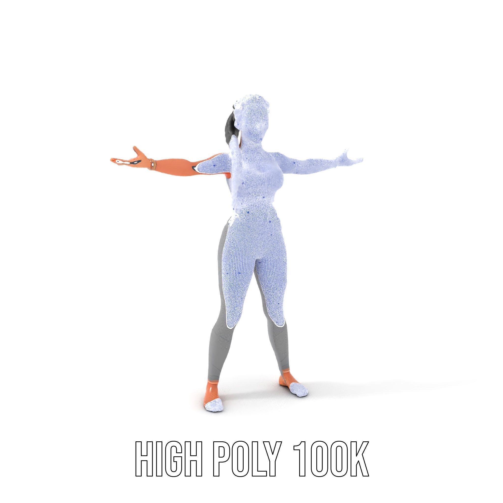 Rigged and Animated Athletic Female Character in Sportswear Low-poly 3D model_4