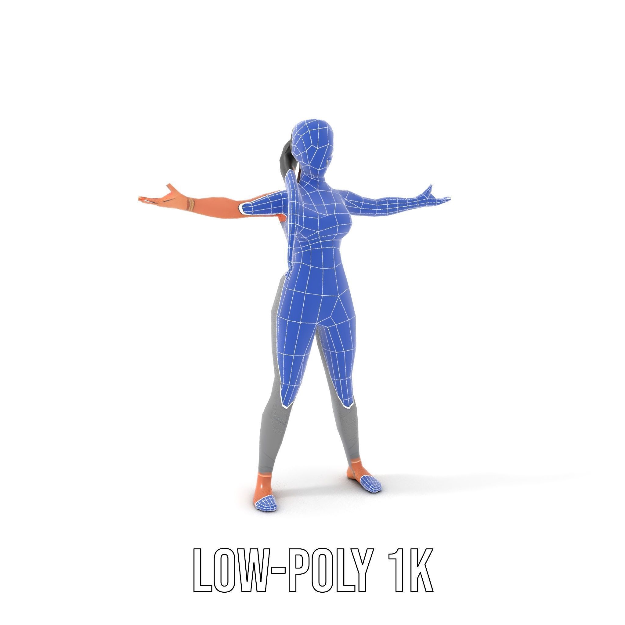 Rigged and Animated Athletic Female Character in Sportswear Low-poly 3D model_28