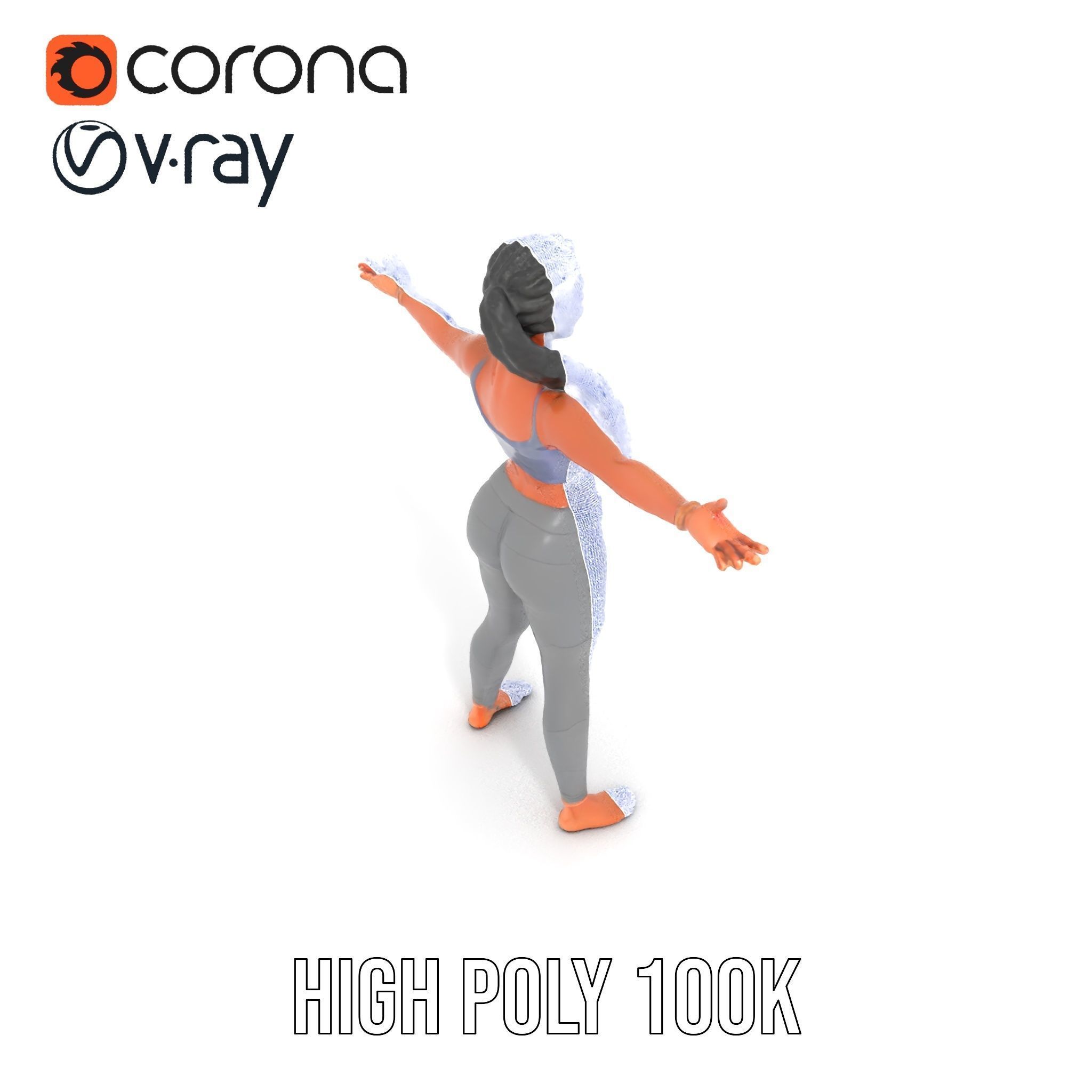 Rigged and Animated Athletic Female Character in Sportswear Low-poly 3D model_26