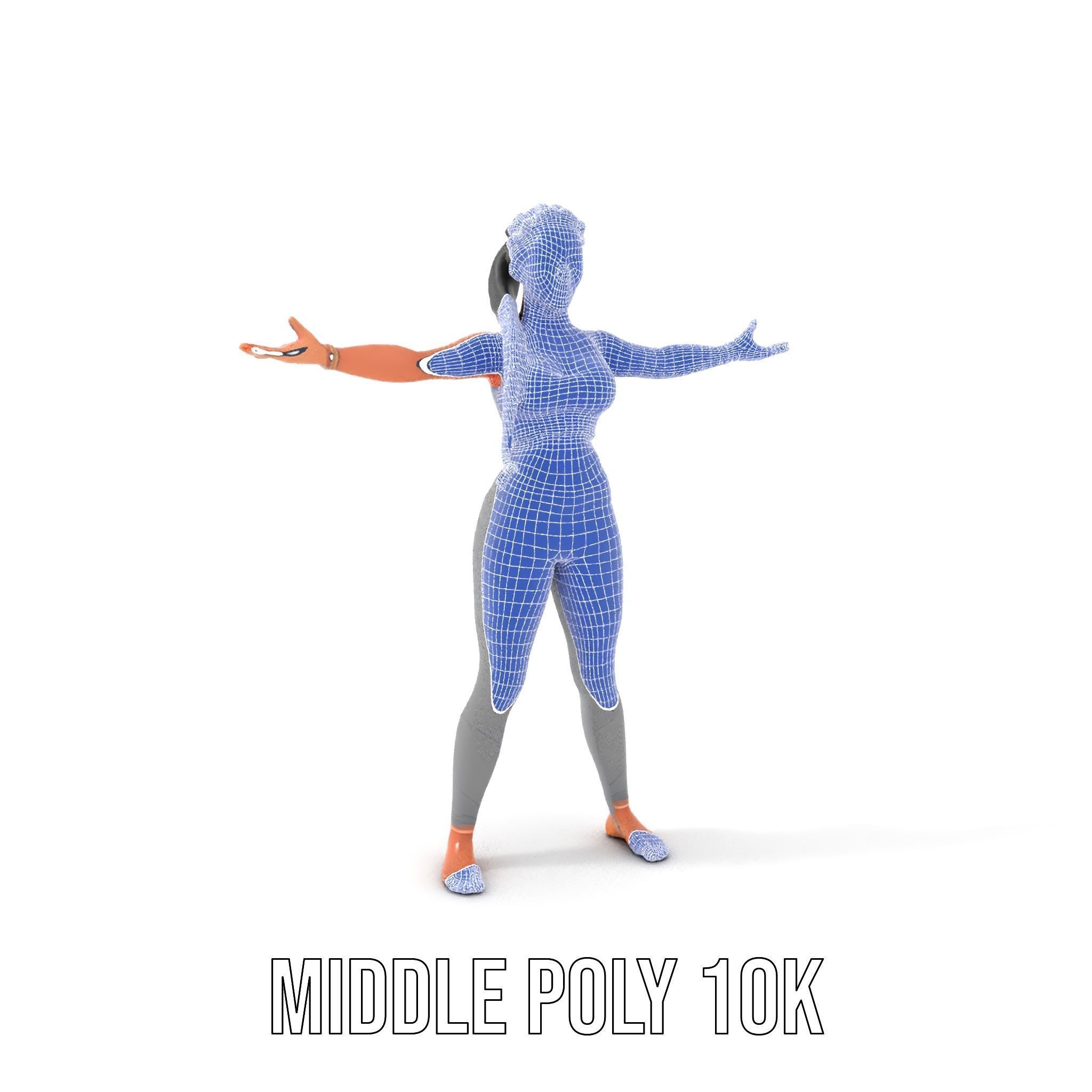 Rigged and Animated Athletic Female Character in Sportswear Low-poly 3D model_27