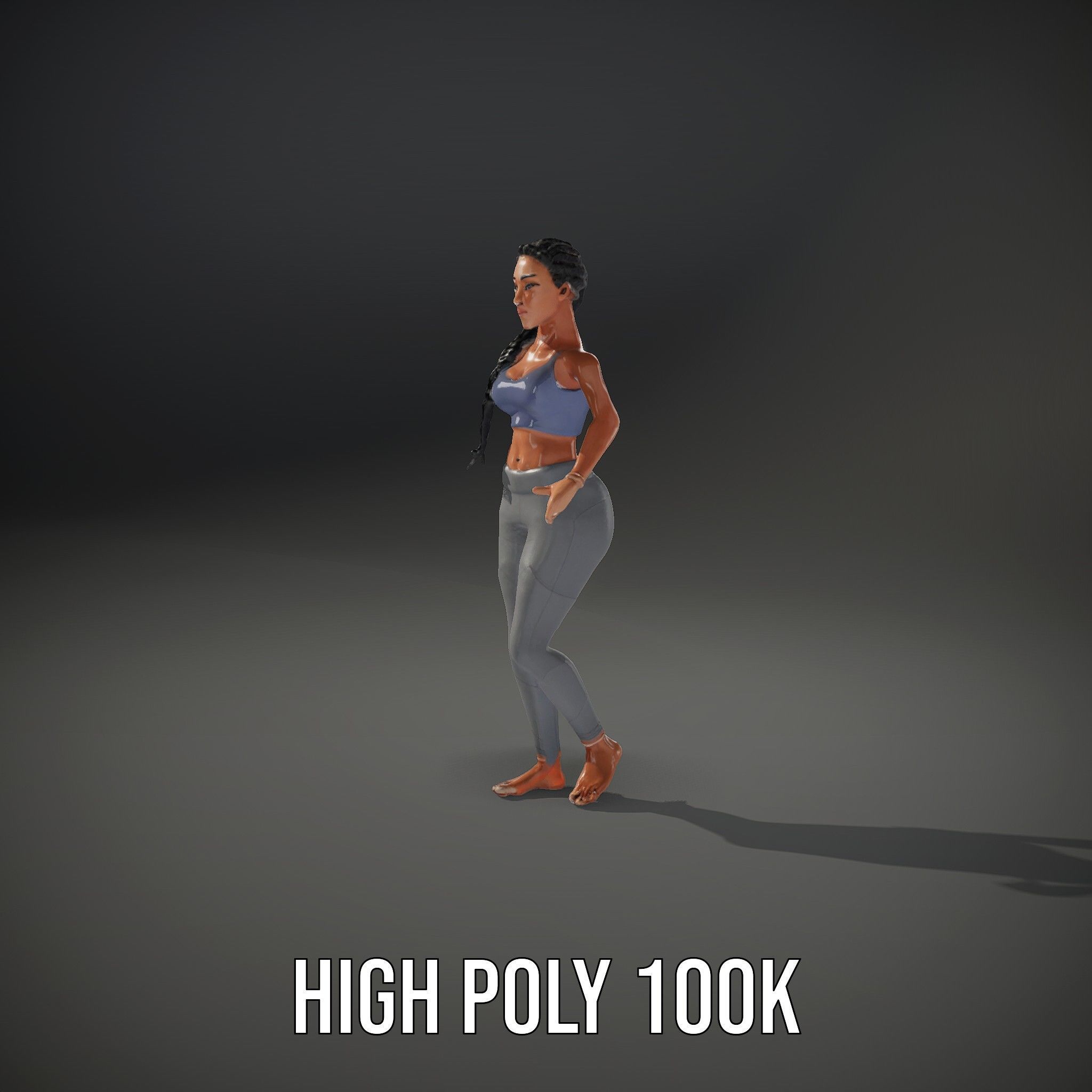 Rigged and Animated Athletic Female Character in Sportswear Low-poly 3D model_9