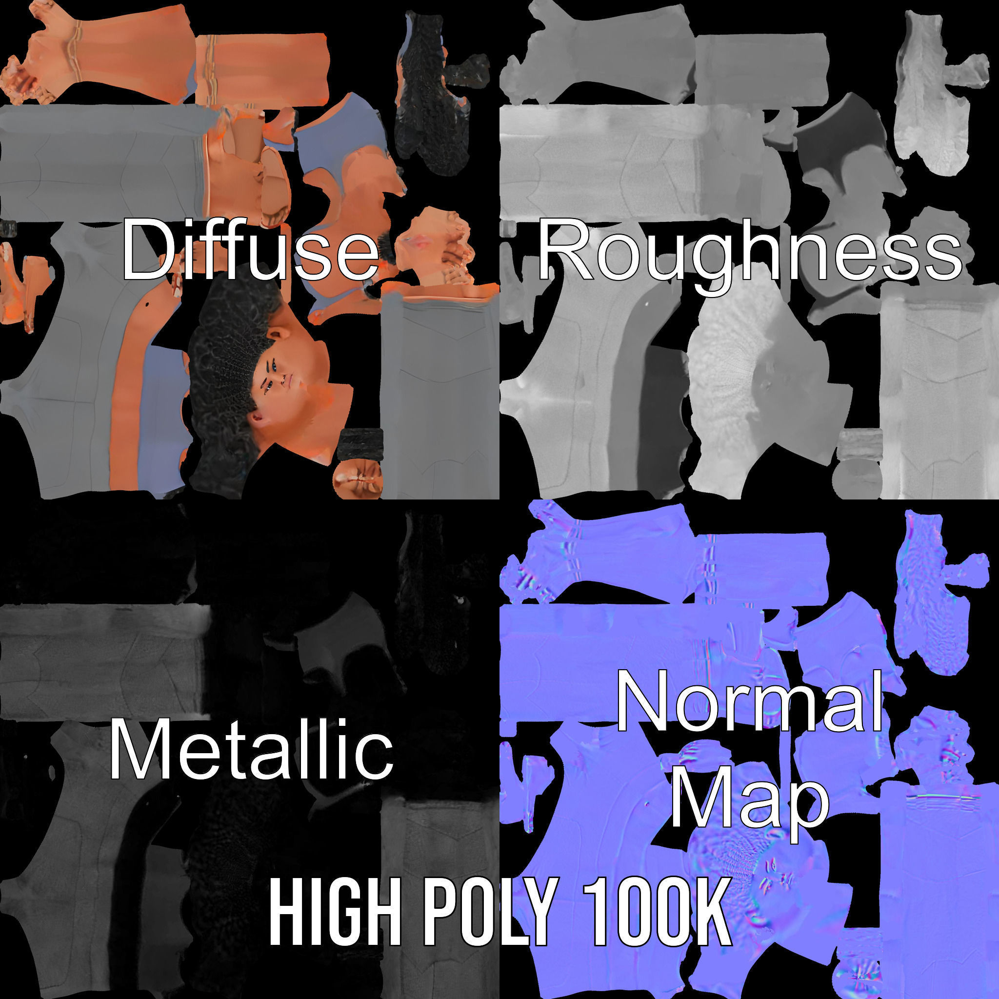 Rigged and Animated Athletic Female Character in Sportswear Low-poly 3D model_3