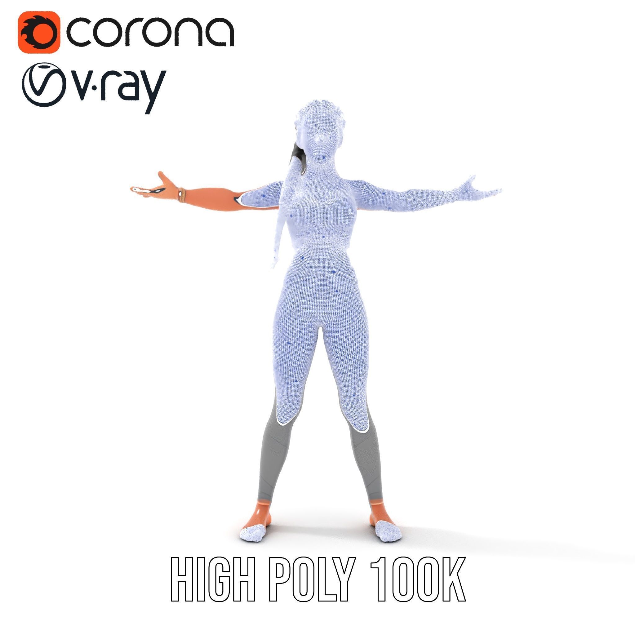 Rigged and Animated Athletic Female Character in Sportswear Low-poly 3D model_36