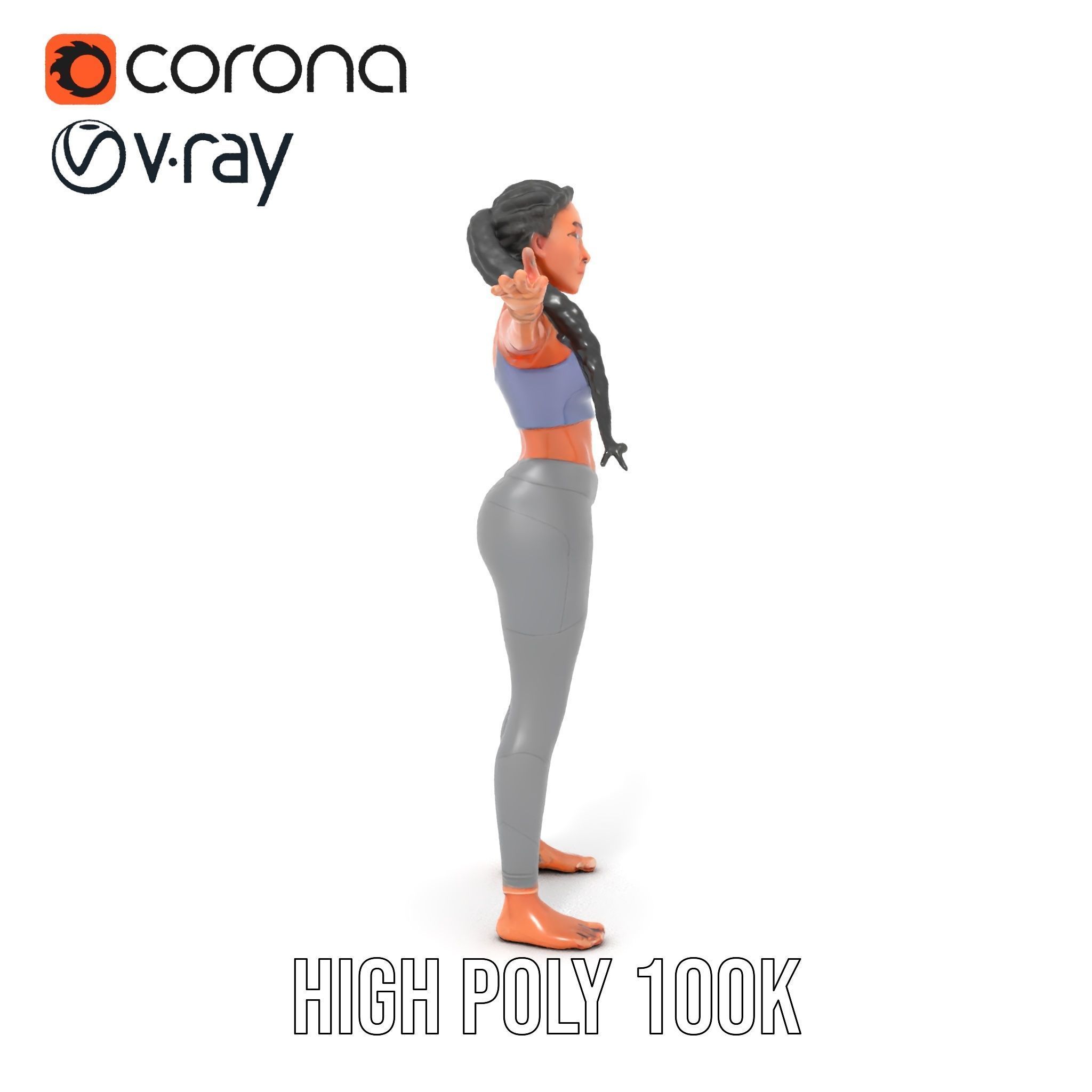 Rigged and Animated Athletic Female Character in Sportswear Low-poly 3D model_23
