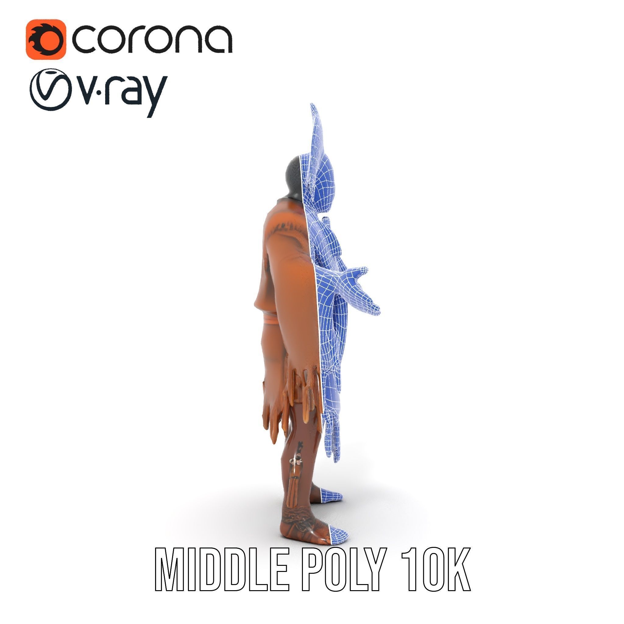 Indigenous Elder Character Model Rigged and Animated Low-poly 3D model_33