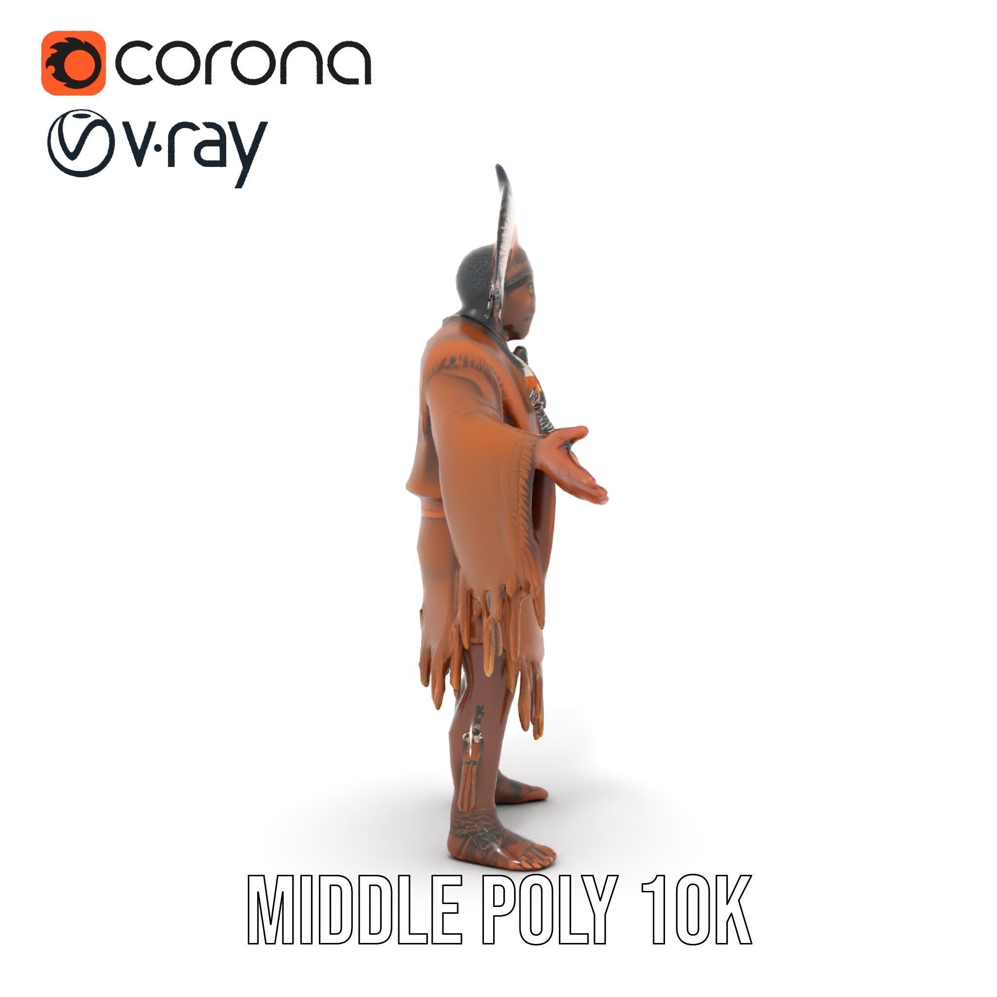 Indigenous Elder Character Model Rigged and Animated Low-poly 3D model_22