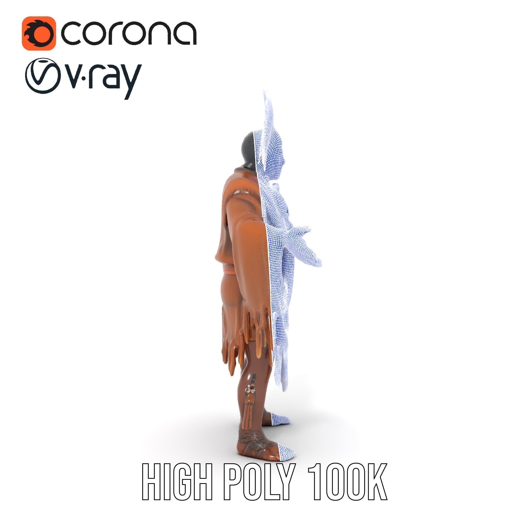 Indigenous Elder Character Model Rigged and Animated Low-poly 3D model_36