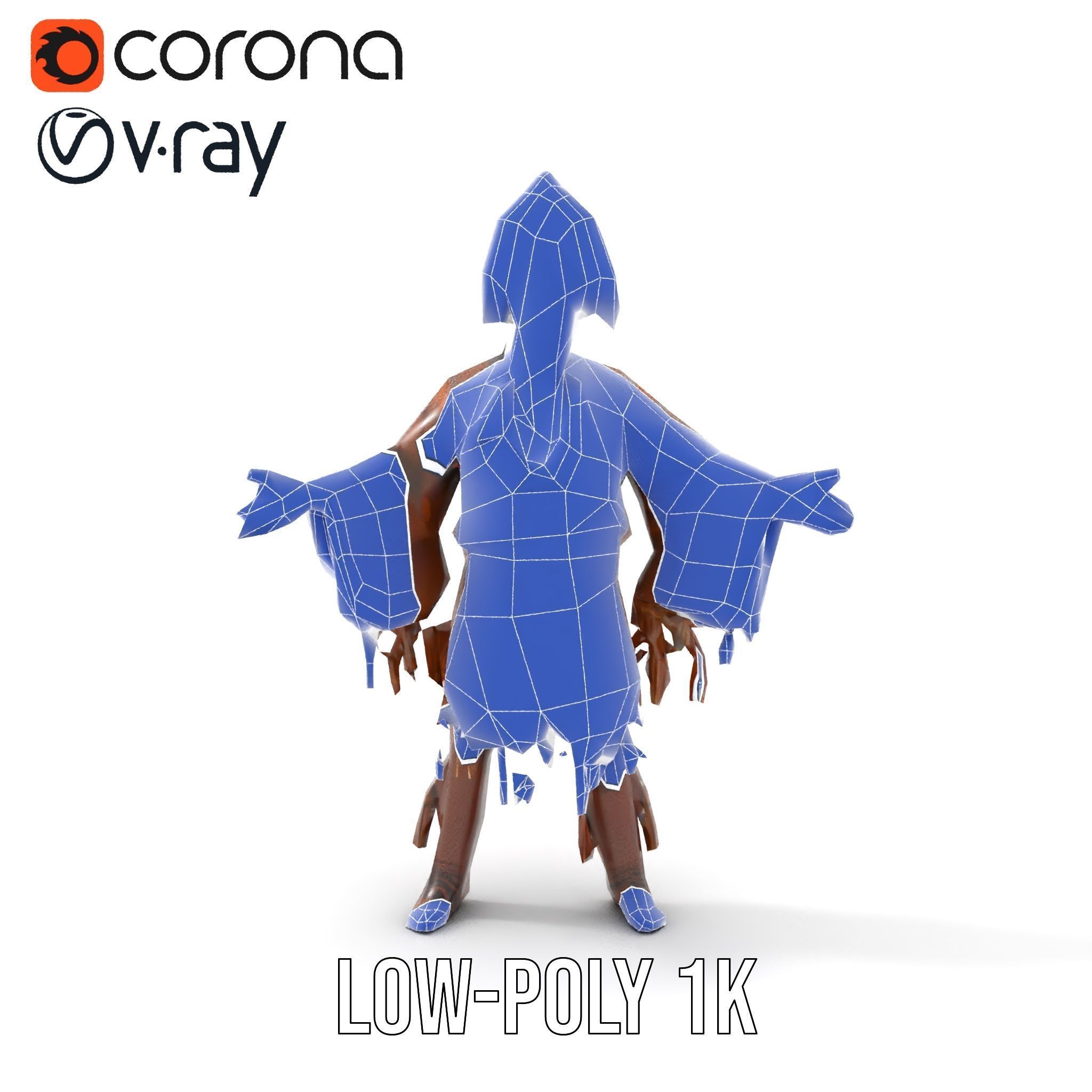 Indigenous Elder Character Model Rigged and Animated Low-poly 3D model_26