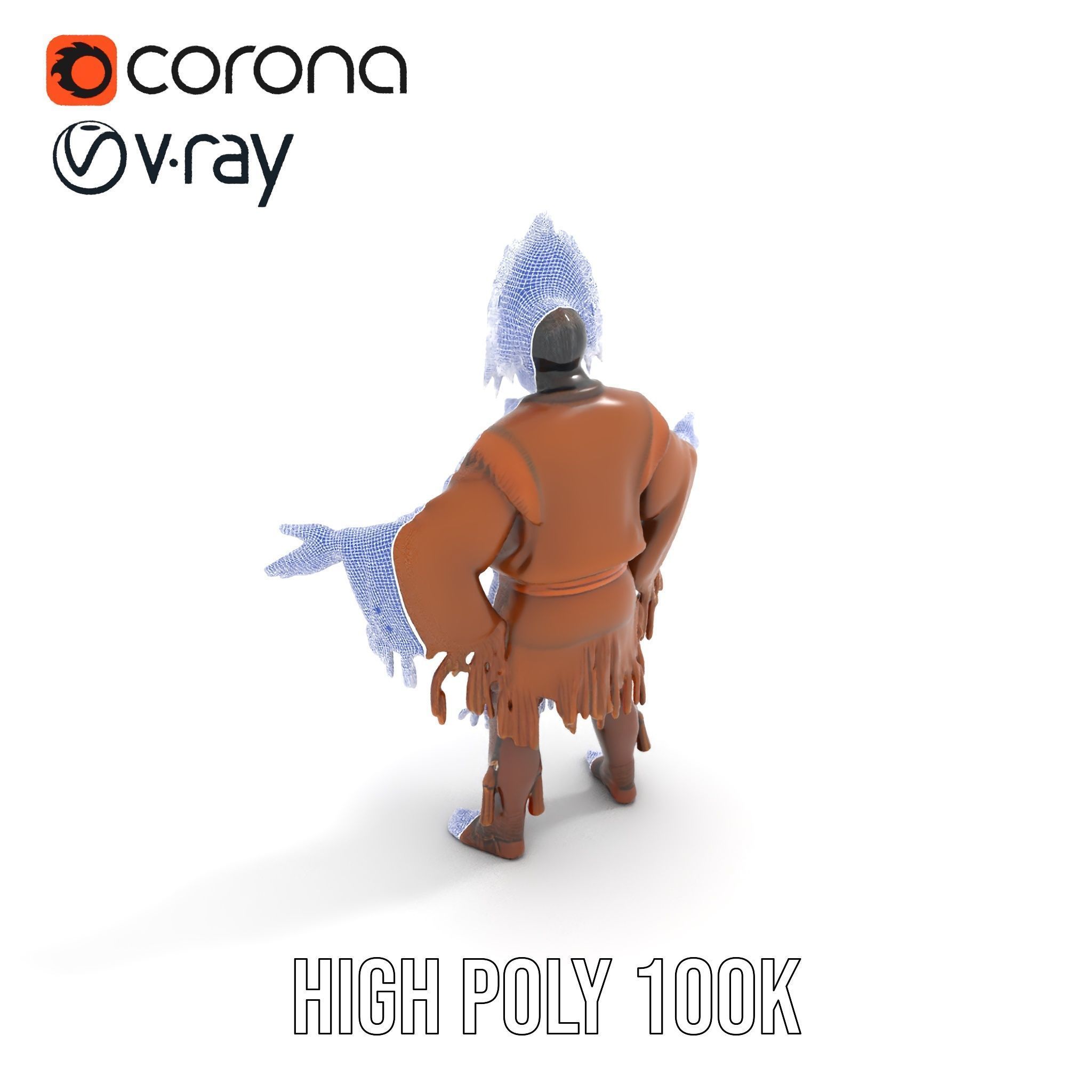 Indigenous Elder Character Model Rigged and Animated Low-poly 3D model_30