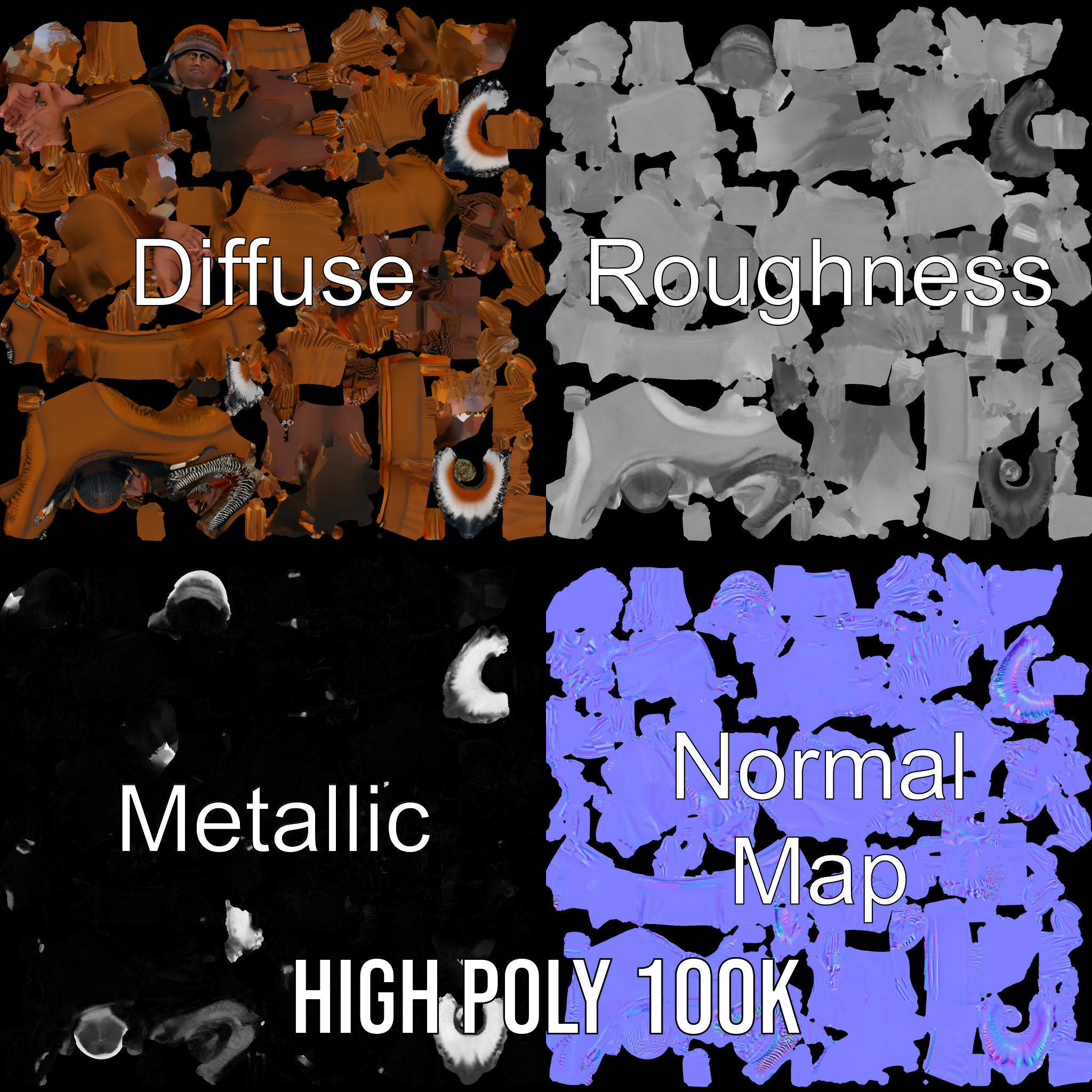 Indigenous Elder Character Model Rigged and Animated Low-poly 3D model_4