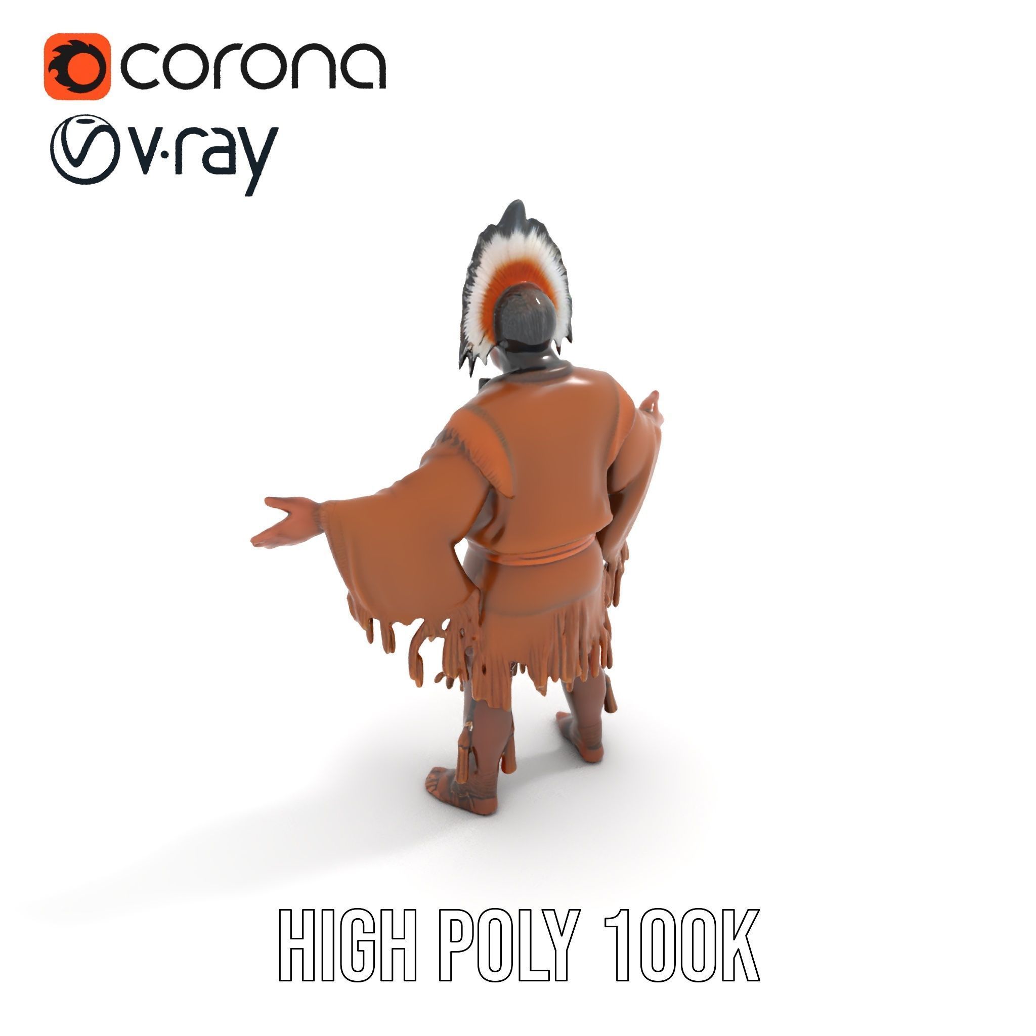 Indigenous Elder Character Model Rigged and Animated Low-poly 3D model_16