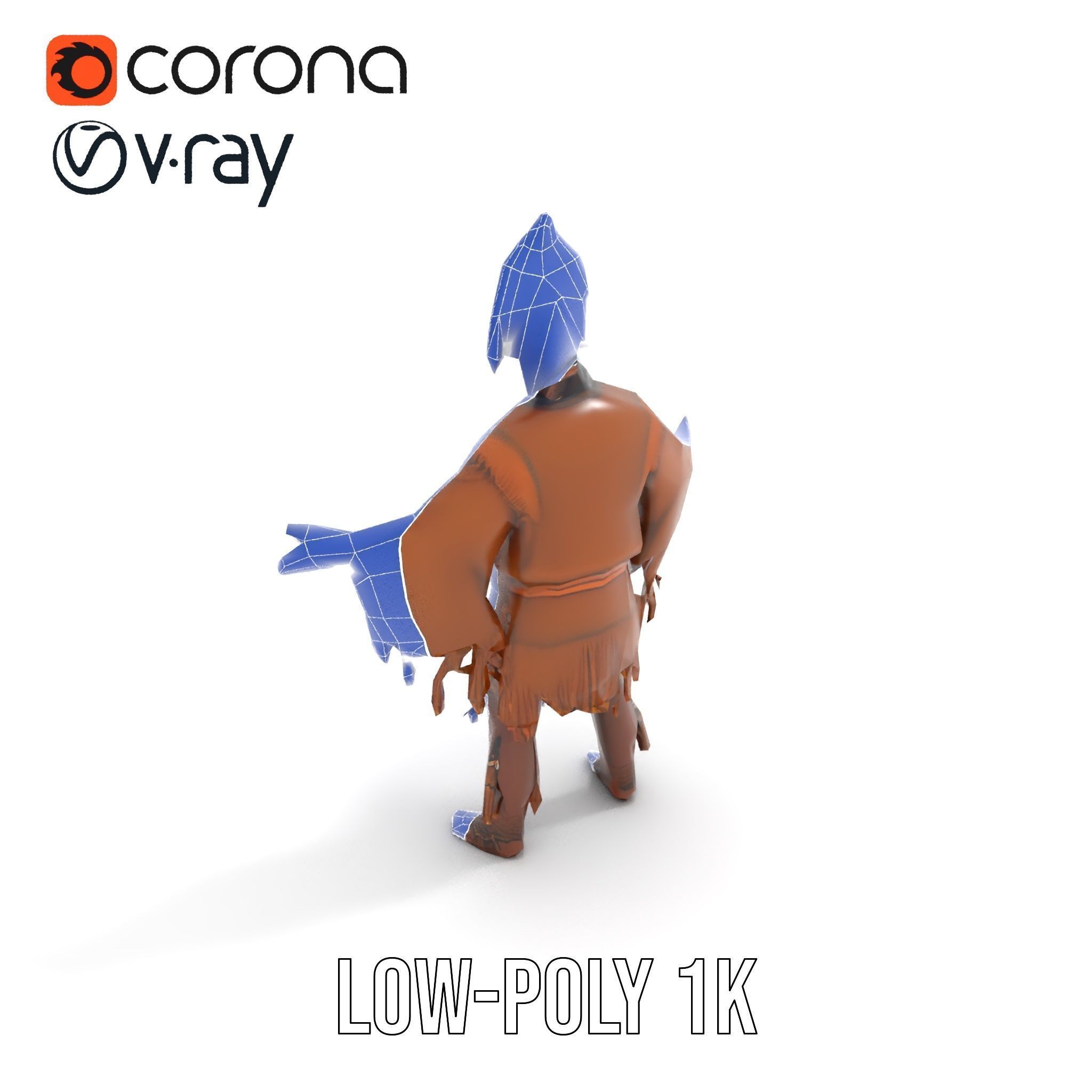 Indigenous Elder Character Model Rigged and Animated Low-poly 3D model_20