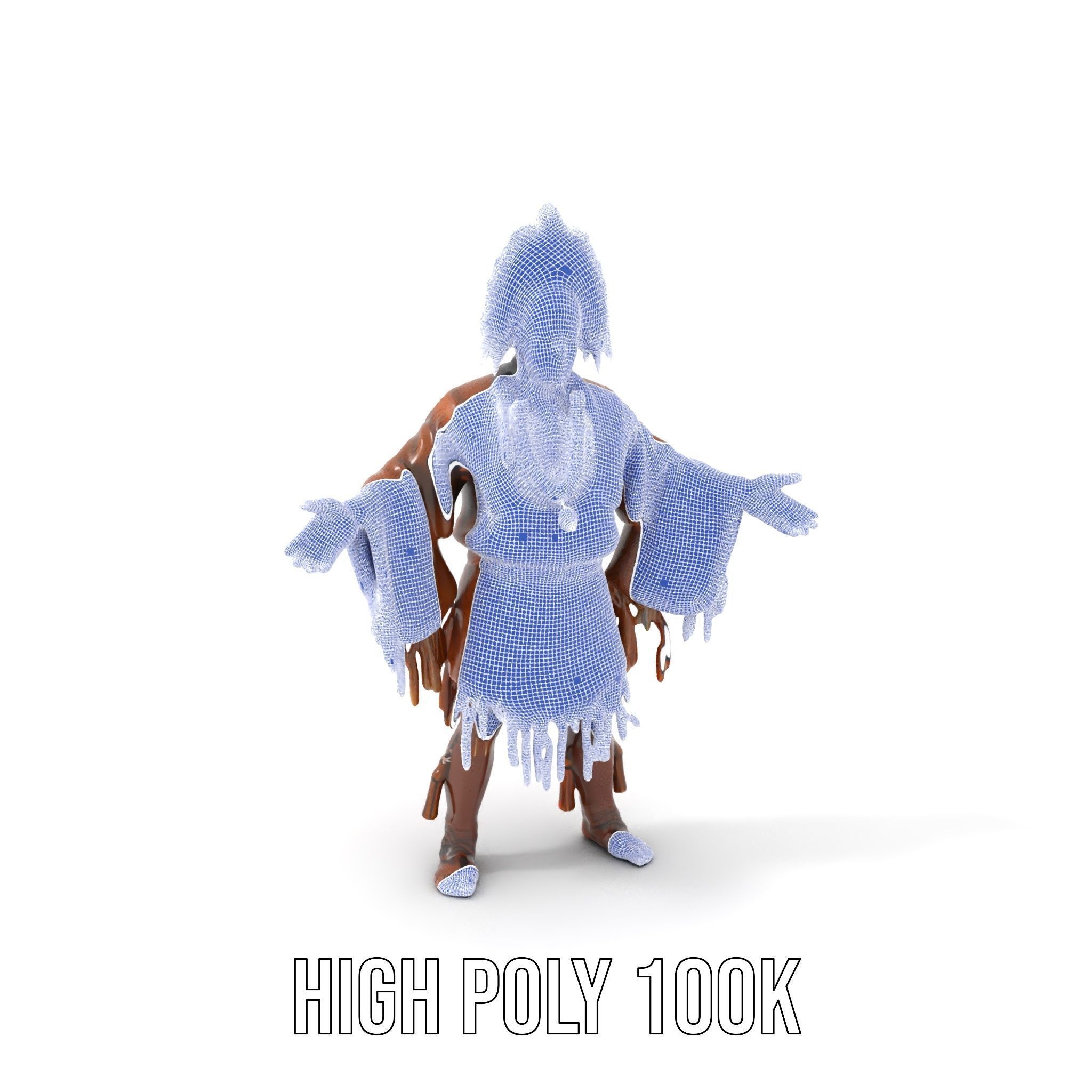 Indigenous Elder Character Model Rigged and Animated Low-poly 3D model_5
