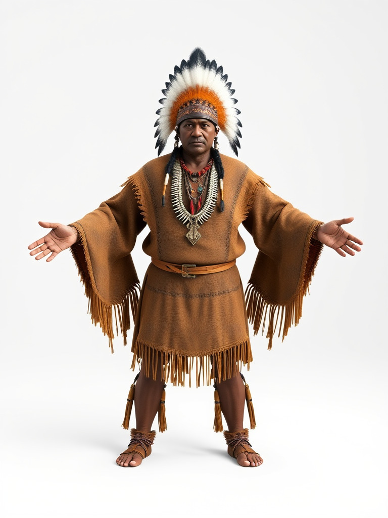 Indigenous Elder Character Model Rigged and Animated Low-poly 3D model_3