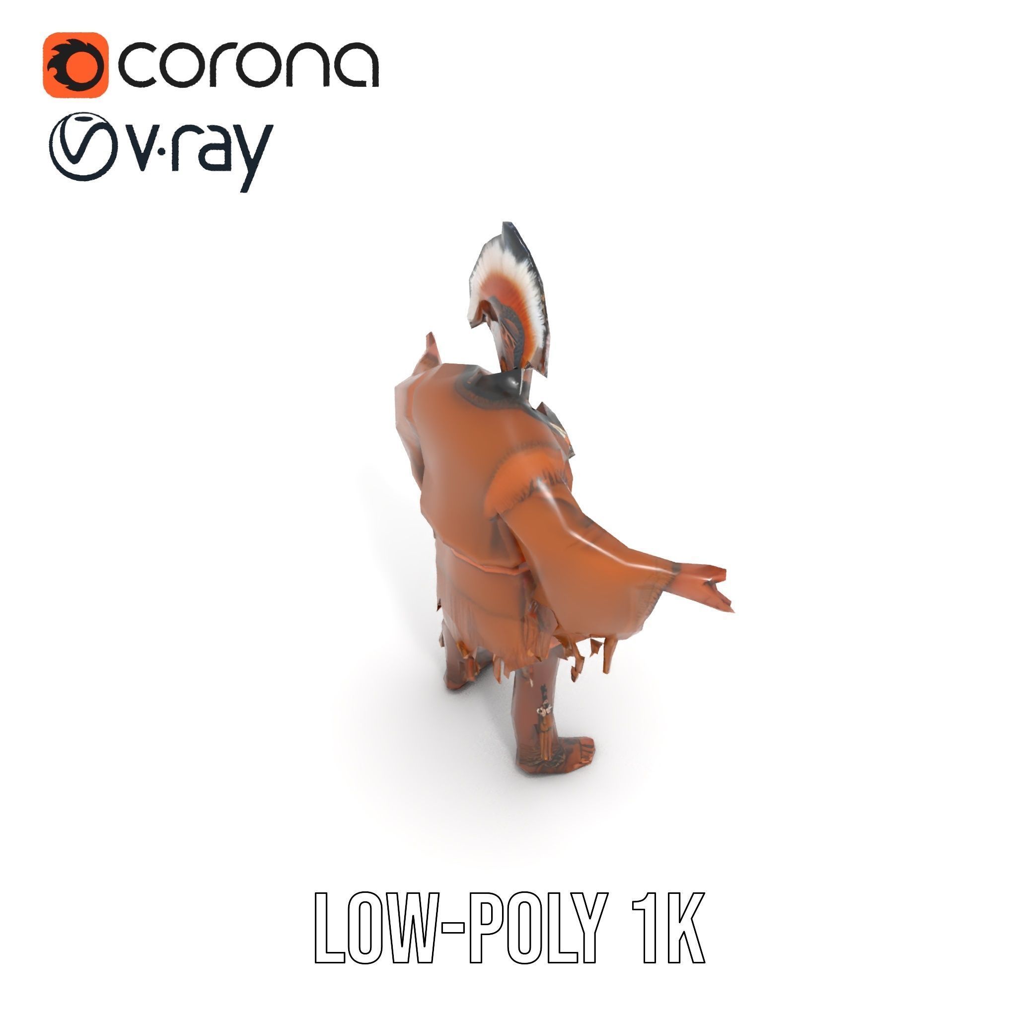 Indigenous Elder Character Model Rigged and Animated Low-poly 3D model_32