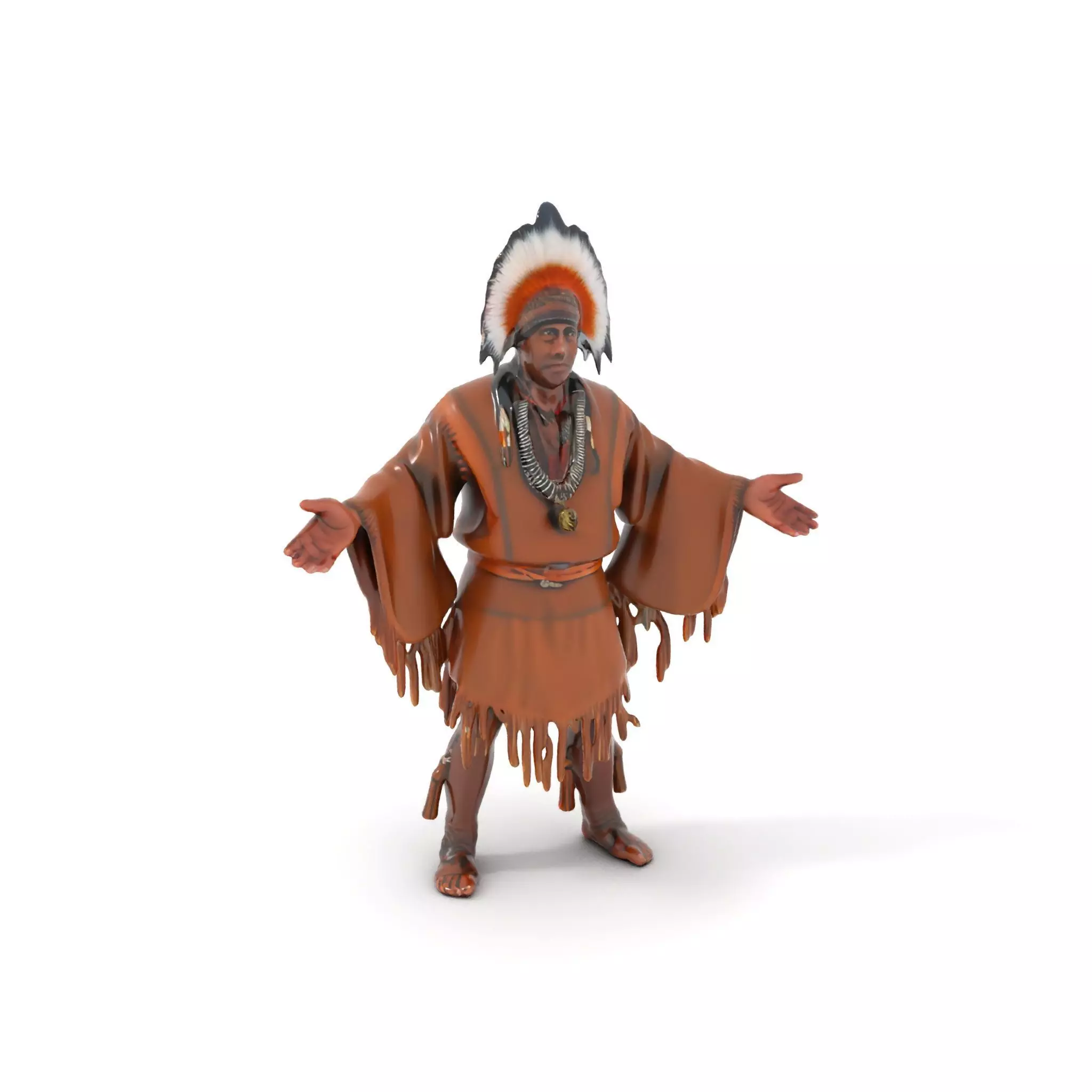 Indigenous Elder Character Model Rigged and Animated Low-poly 3D model_0