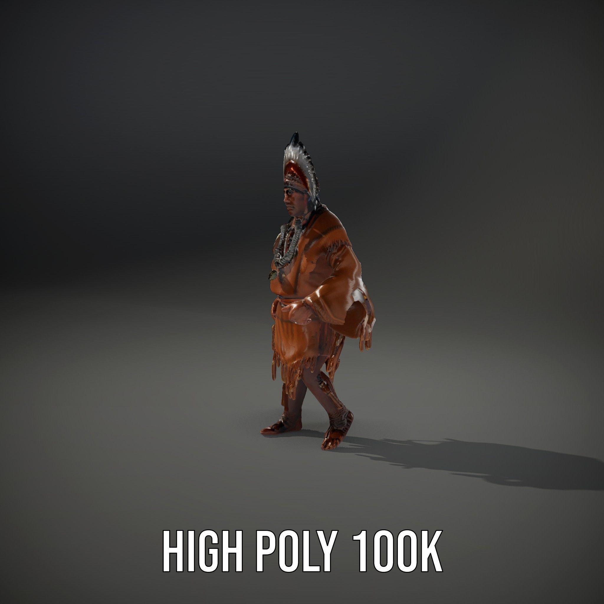 Indigenous Elder Character Model Rigged and Animated Low-poly 3D model_10