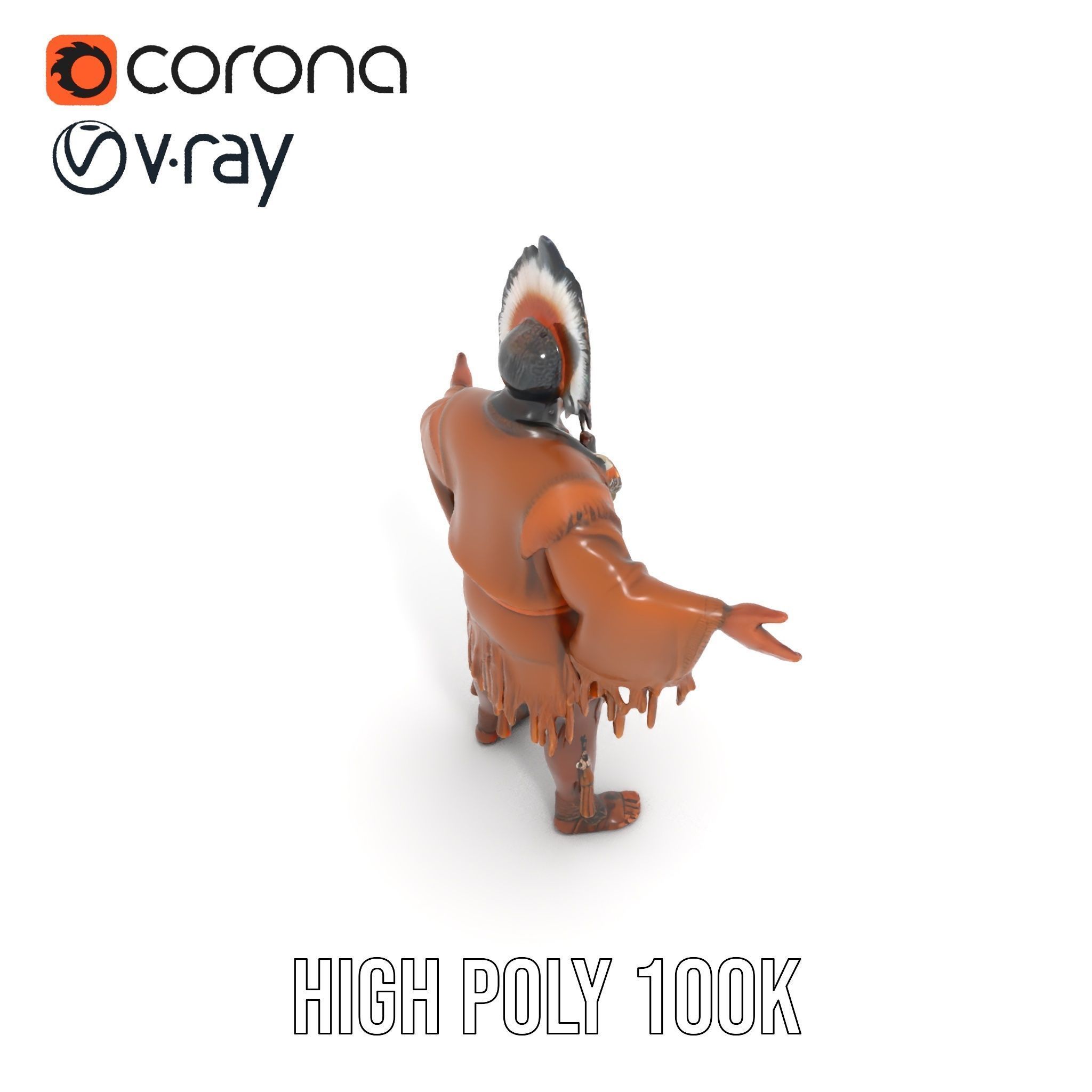 Indigenous Elder Character Model Rigged and Animated Low-poly 3D model_13