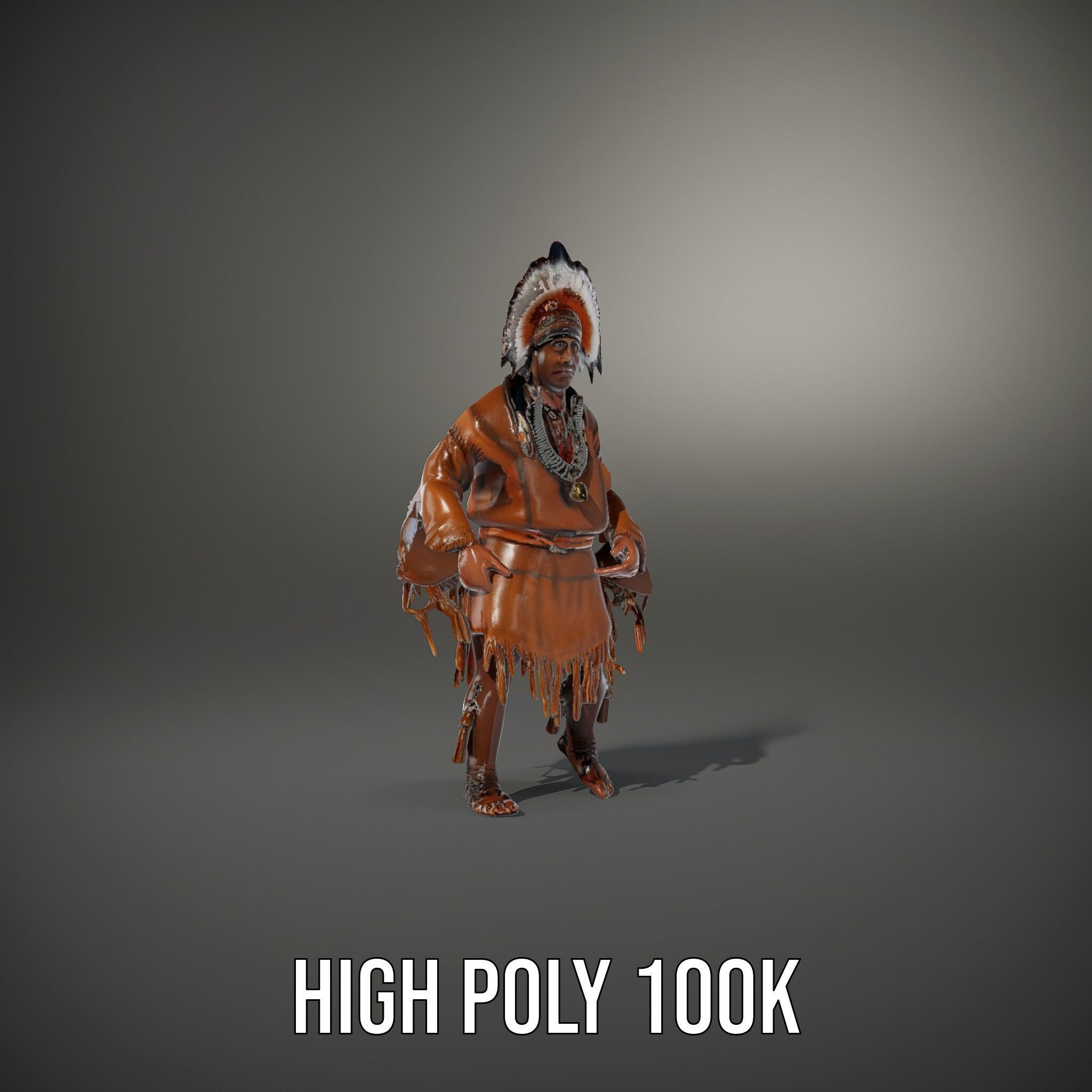 Indigenous Elder Character Model Rigged and Animated Low-poly 3D model_27