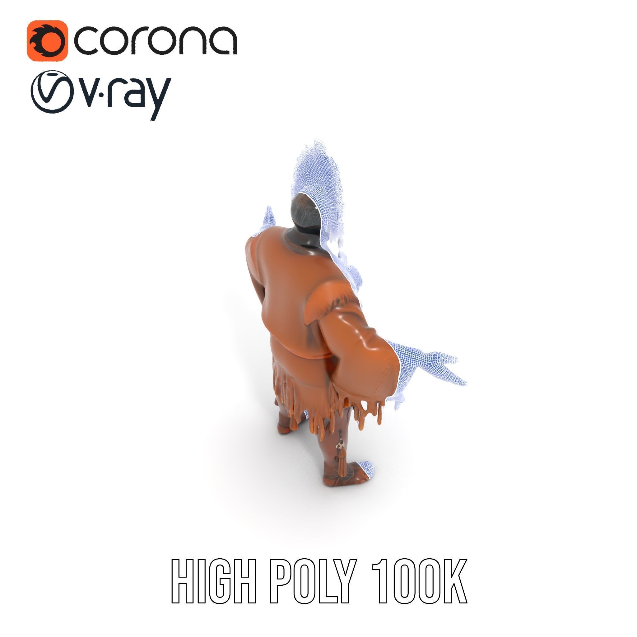 Indigenous Elder Character Model Rigged and Animated Low-poly 3D model_34