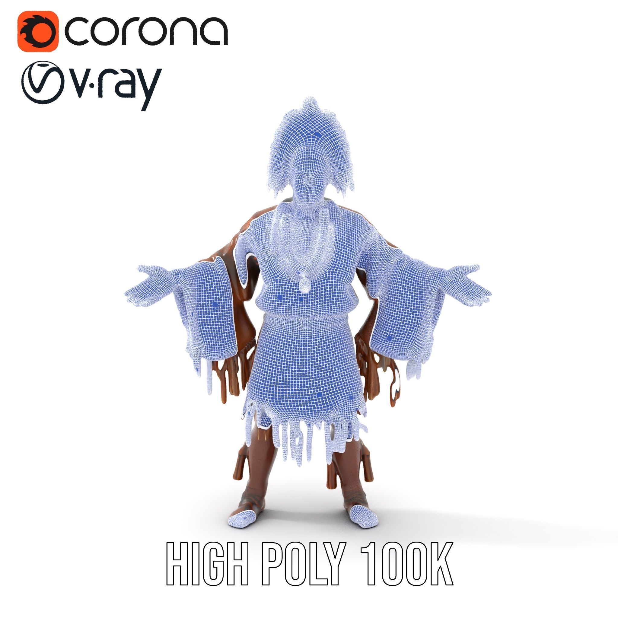 Indigenous Elder Character Model Rigged and Animated Low-poly 3D model_37