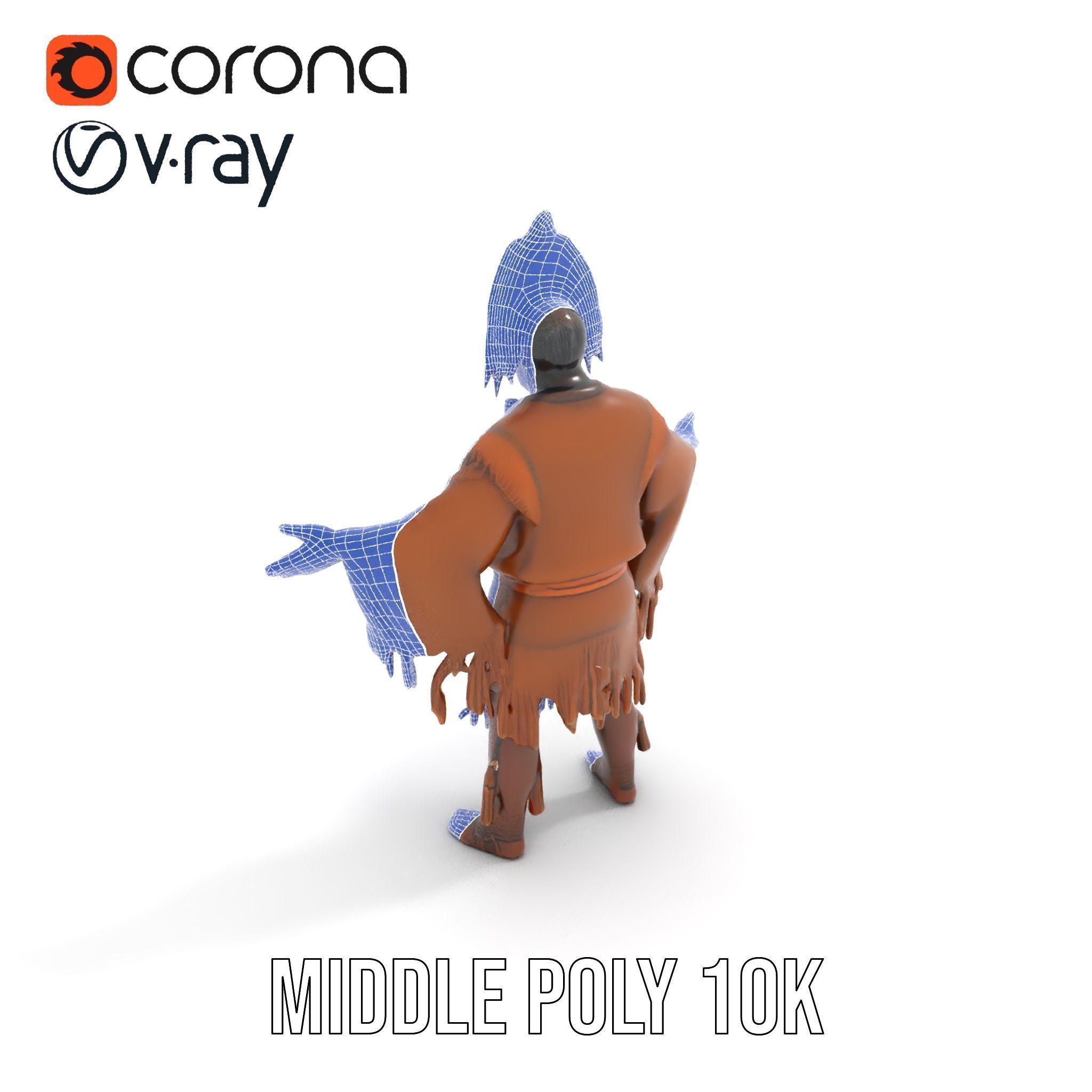 Indigenous Elder Character Model Rigged and Animated Low-poly 3D model_31