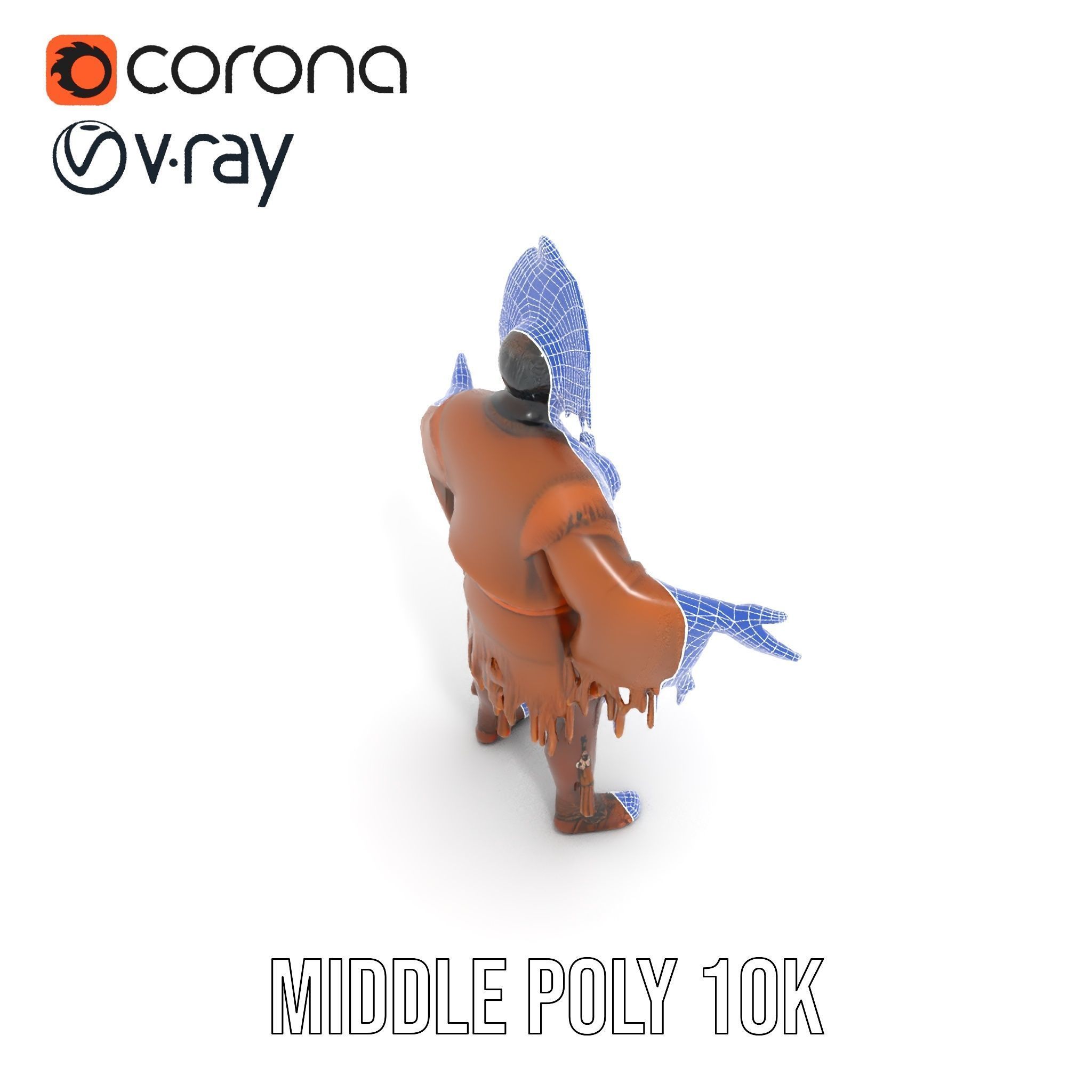 Indigenous Elder Character Model Rigged and Animated Low-poly 3D model_28