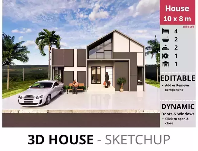 House 10x8m code 504- Sketchup 3D model 3D model