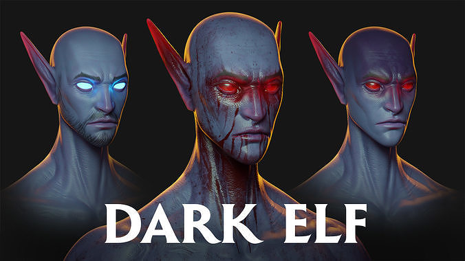 Dark Elf Body Male - PBR Low-poly 3D model