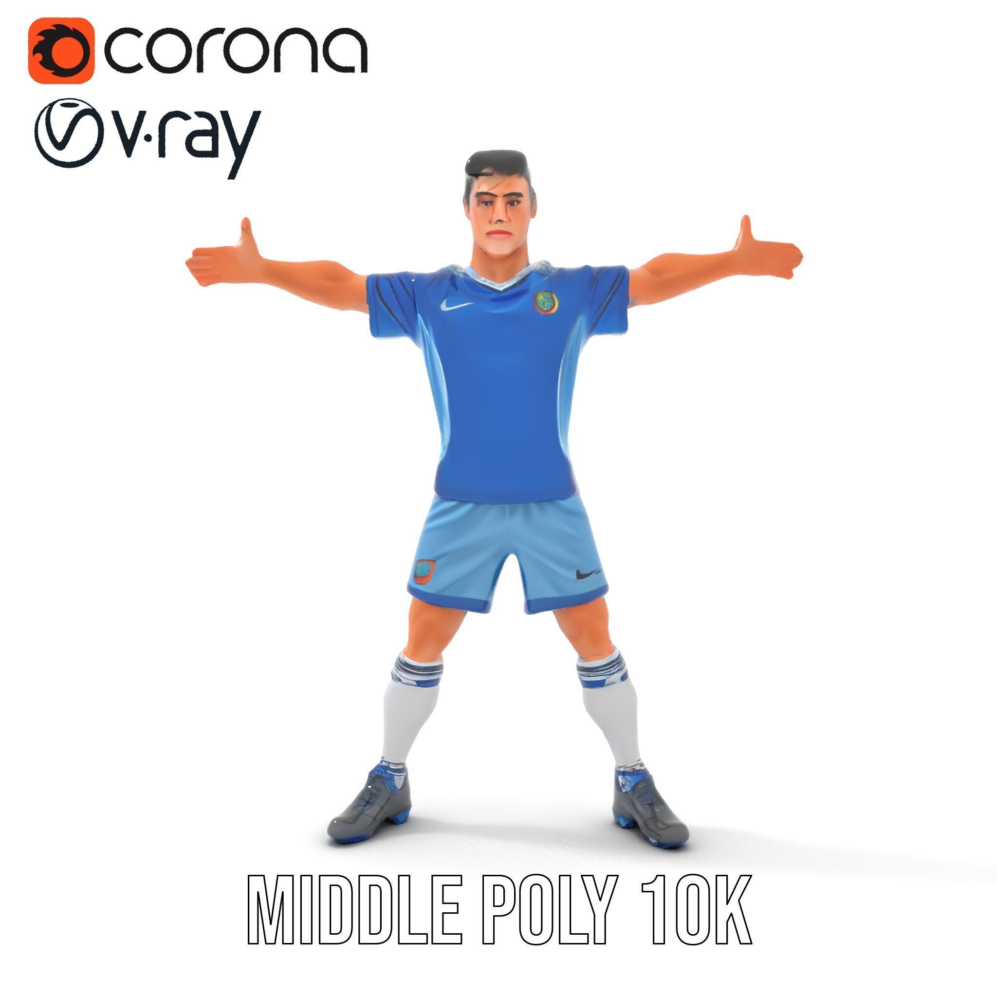 Young Male Soccer Player Rigged and Animated D Character Model Low-poly 3D model_24