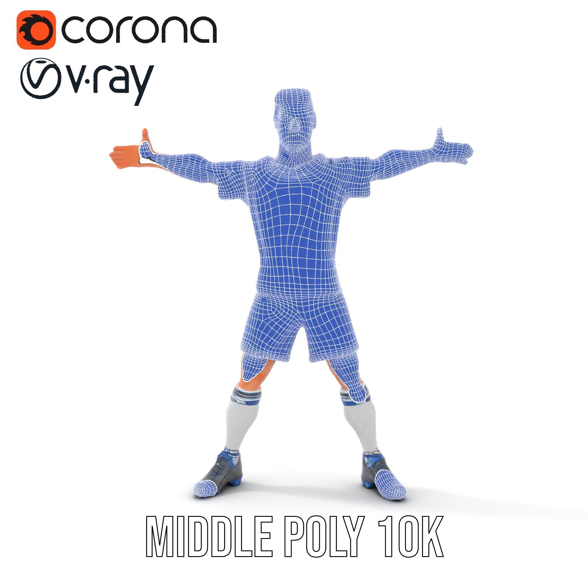 Young Male Soccer Player Rigged and Animated D Character Model Low-poly 3D model_11