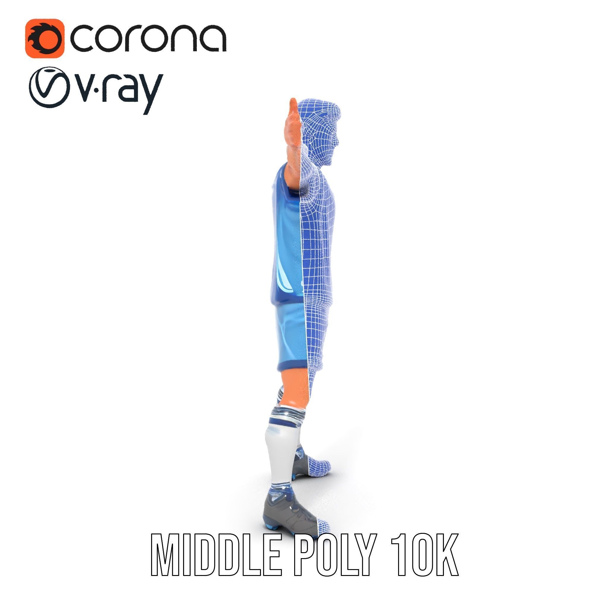 Young Male Soccer Player Rigged and Animated D Character Model Low-poly 3D model_27