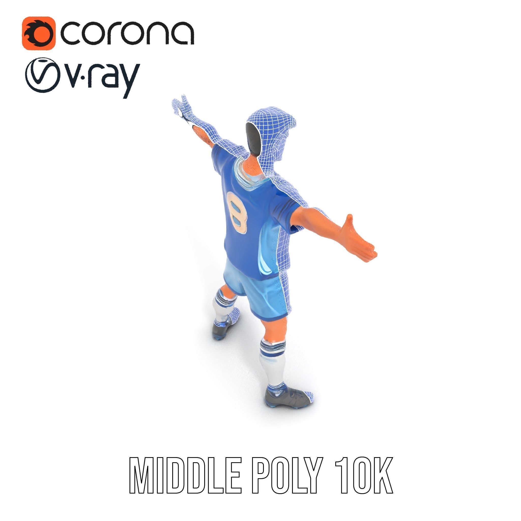 Young Male Soccer Player Rigged and Animated D Character Model Low-poly 3D model_35
