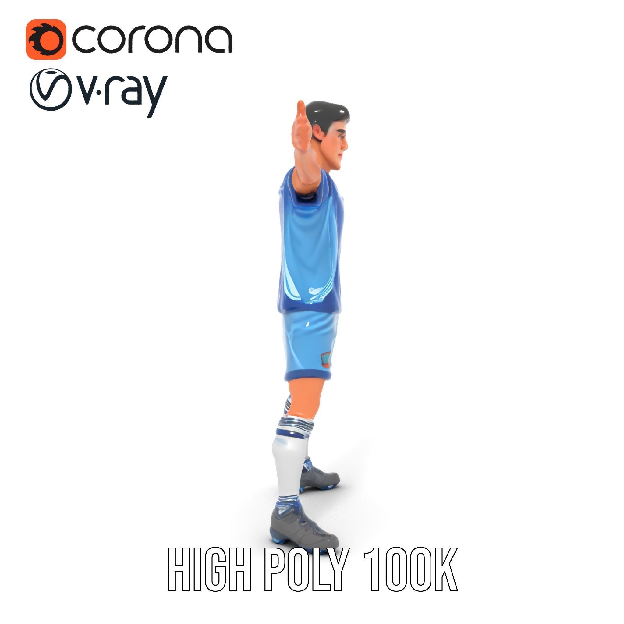 Young Male Soccer Player Rigged and Animated D Character Model Low-poly 3D model_10