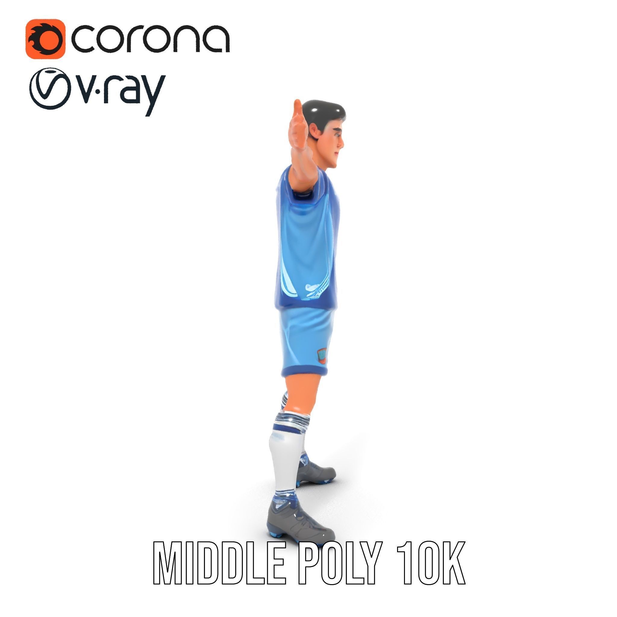 Young Male Soccer Player Rigged and Animated D Character Model Low-poly 3D model_33